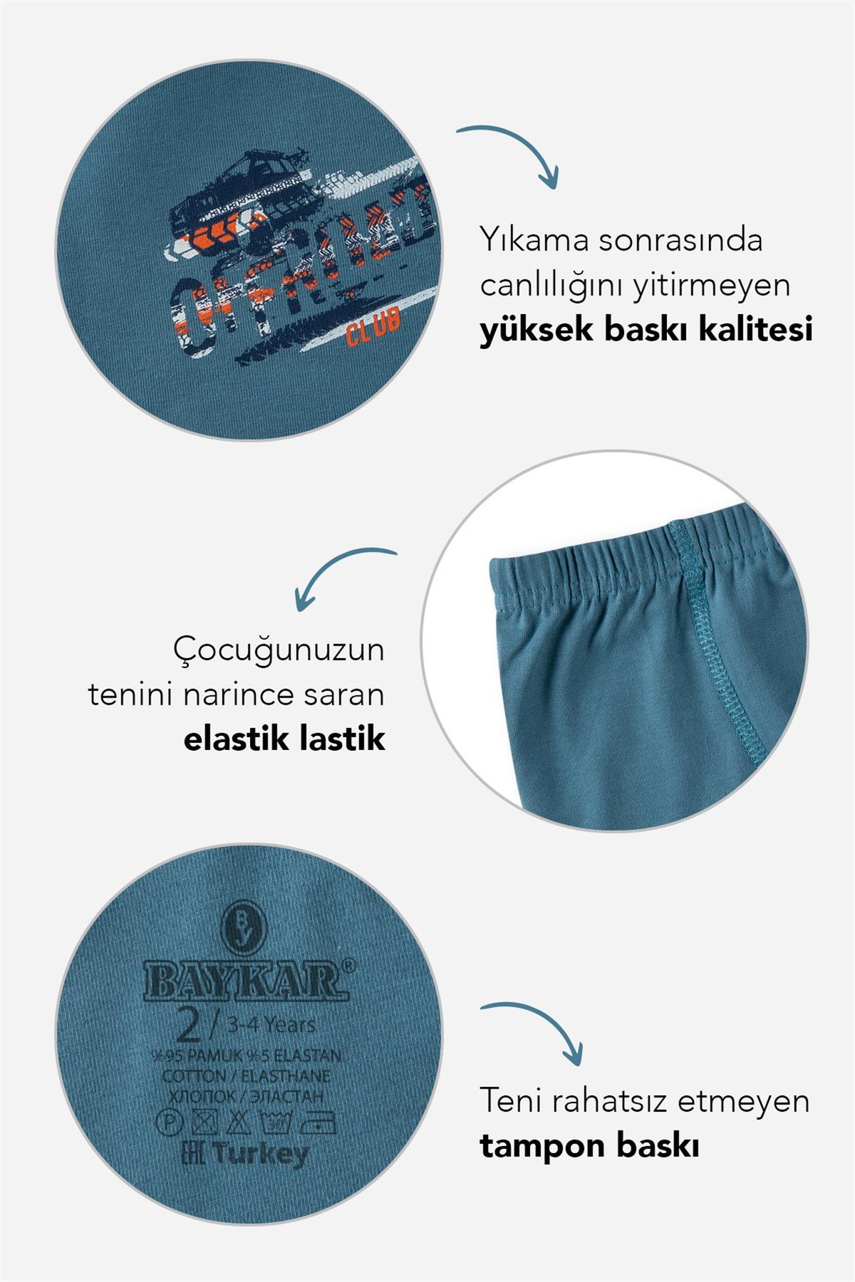Erkek Çocuk Pamuklu Baskılı Rahat Kesim Likralı Boxer 3'lü Paket 3346 Renkli