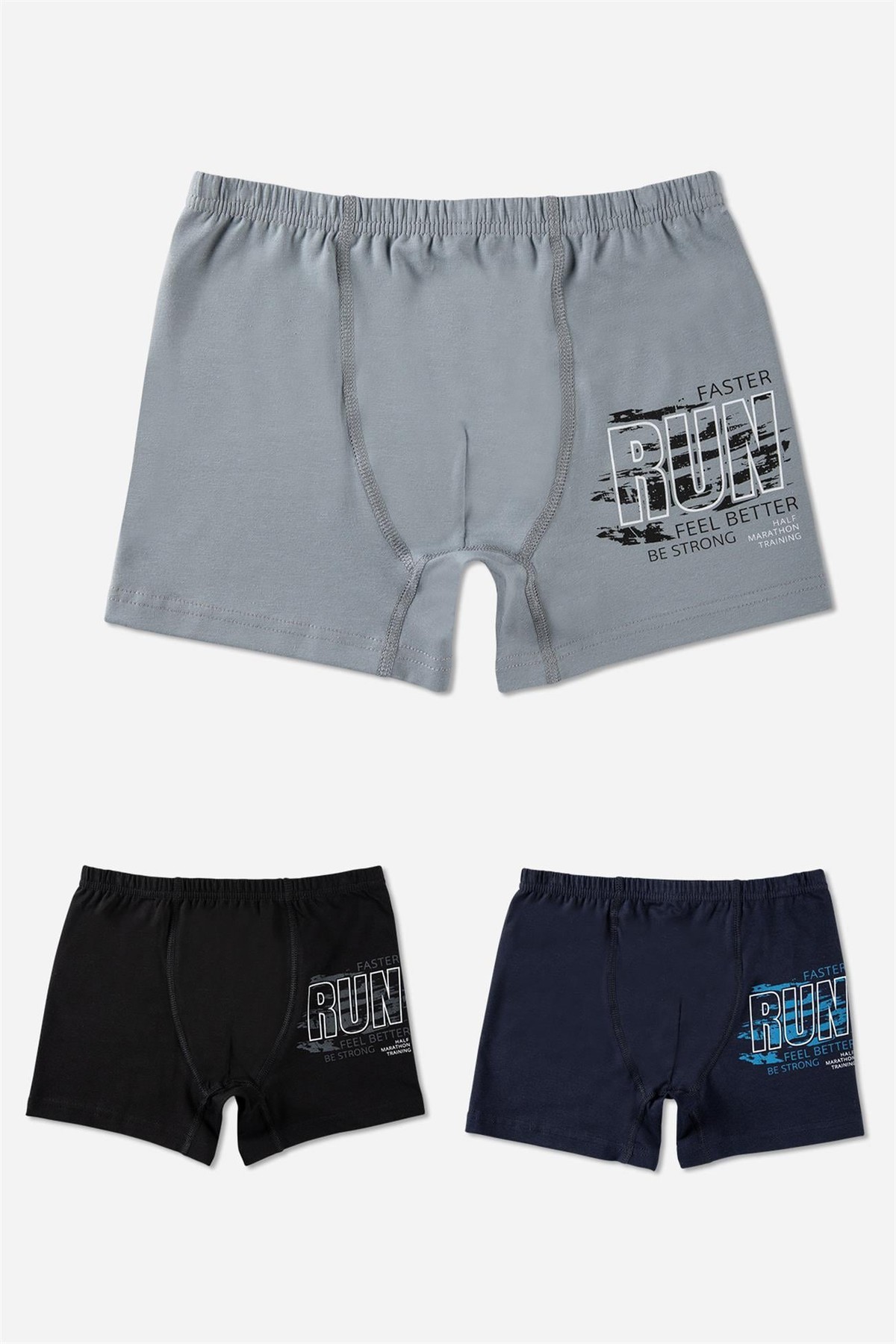 Erkek Çocuk Pamuklu Baskılı Rahat Kesim Likralı Boxer 3'lü Paket 3952 Renkli
