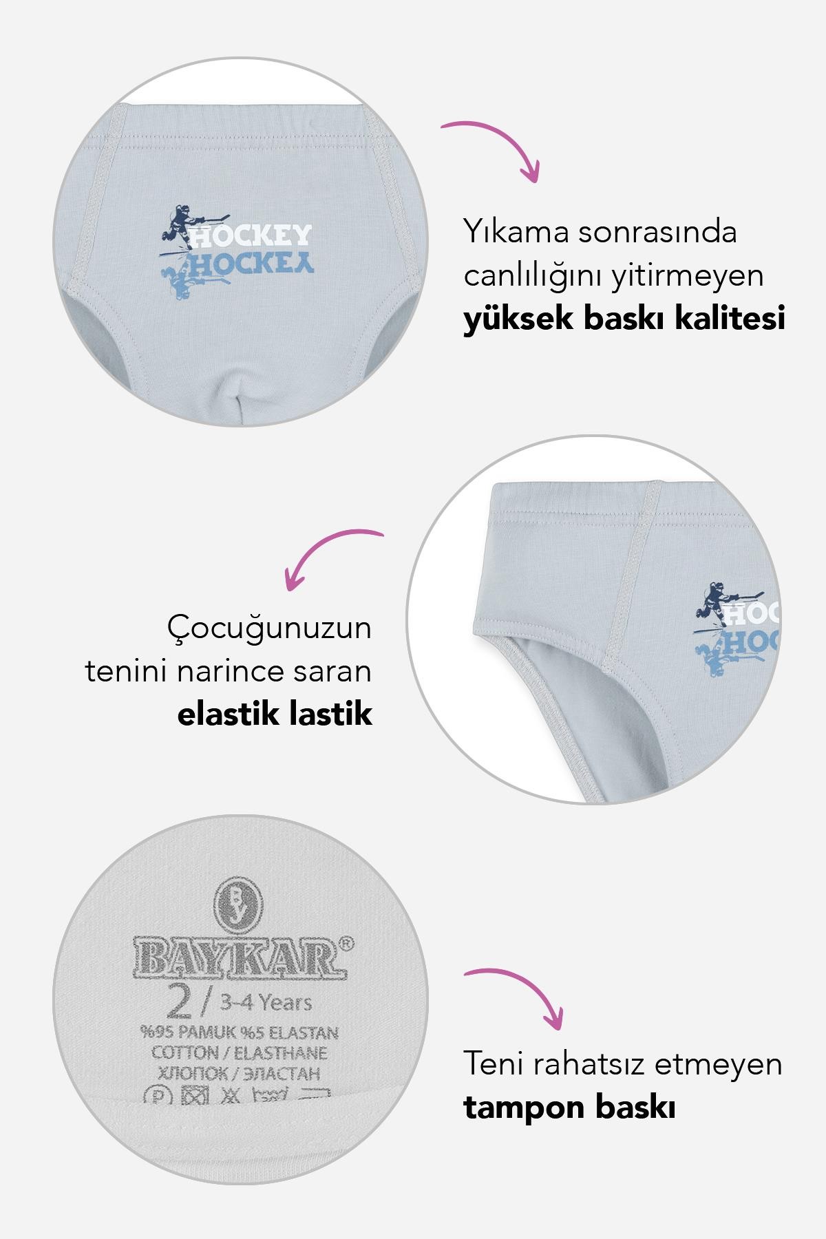 Erkek Çocuk Pamuklu Baskılı Slip Külot 3'lü Paket 3431 Renkli