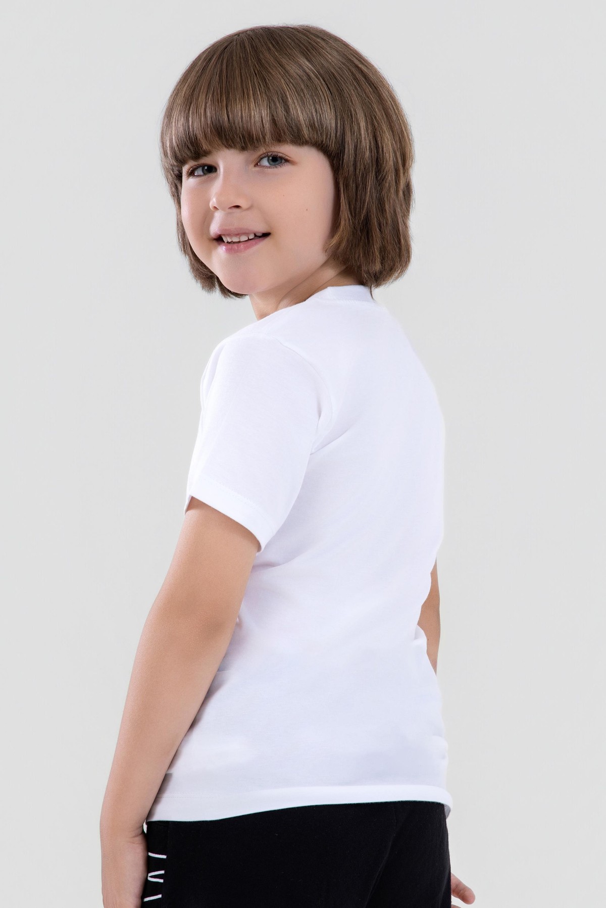 Erkek Çocuk Pamuklu Bisiklet Yaka Fanila Tişört 2'li Paket 2202 Beyaz