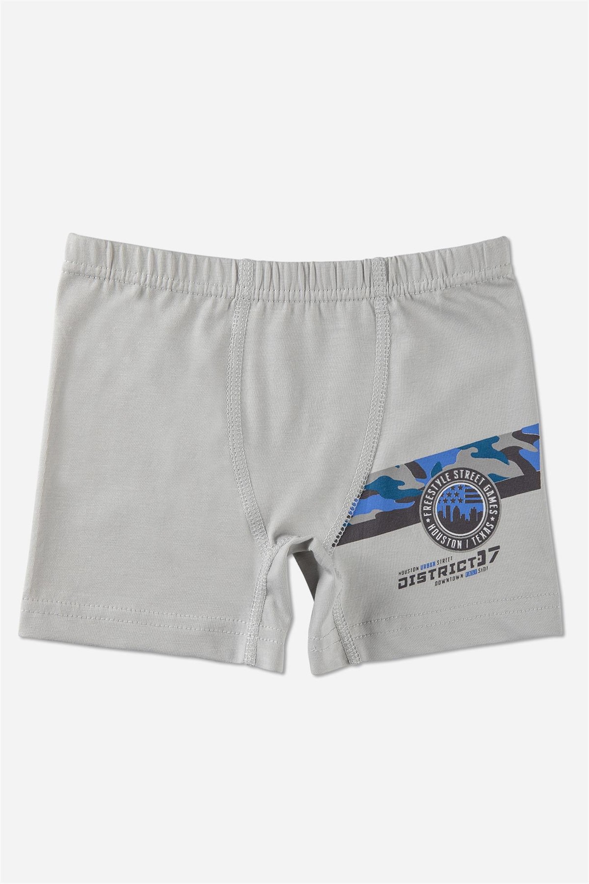 Erkek Çocuk Pamuklu Desenli Likralı Boxer 3'lü Paket 3708 Gri