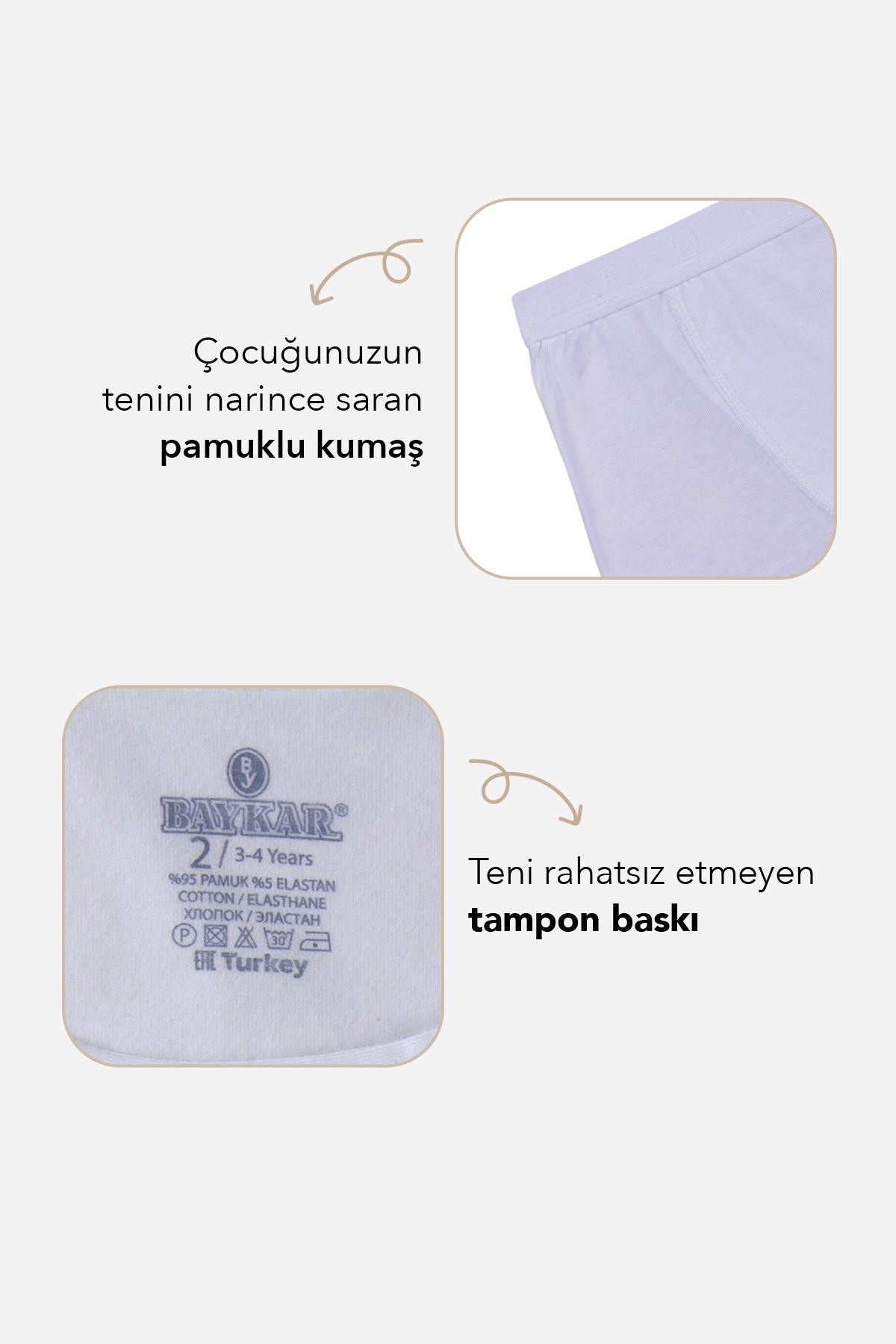 Erkek Çocuk Pamuklu Düz Klasik Rahat Kesim Boxer 2'li Paket 3310 Beyaz