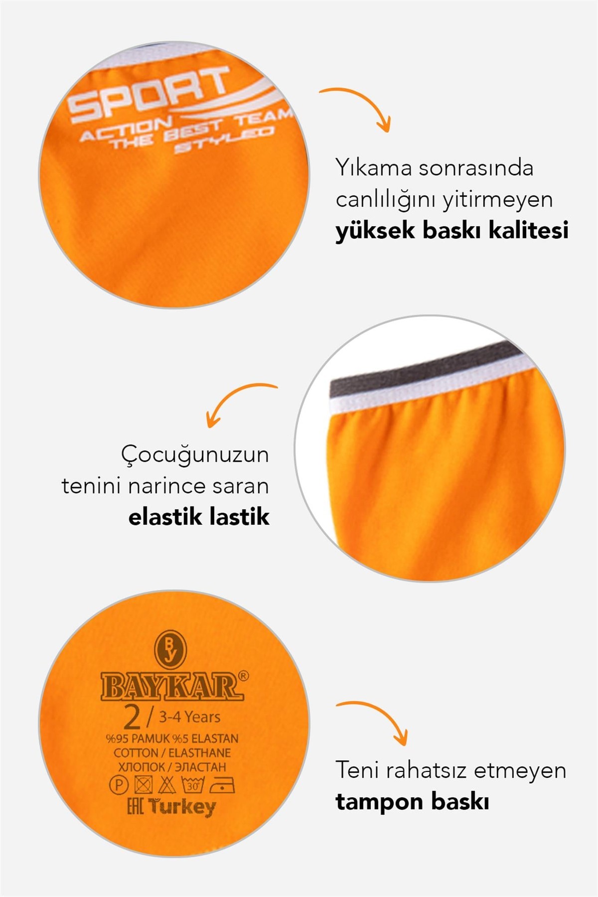 Erkek Çocuk Pamuklu Düz Rahat Kesim Likralı Boxer 6'lı Paket 3372 Renkli