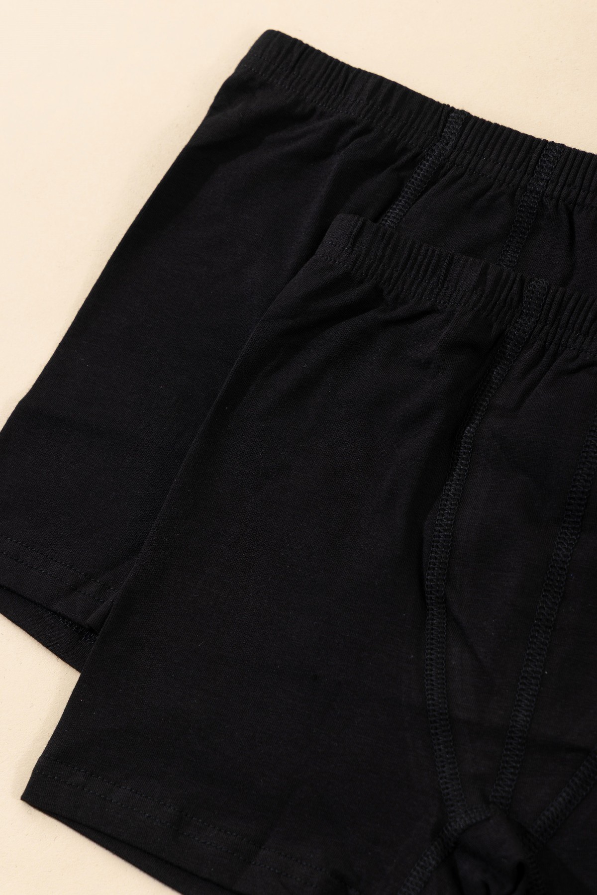 Erkek Çocuk Pamuklu Havlu Bel Düz Klasik Boxer 2'li Paket 3190 Siyah