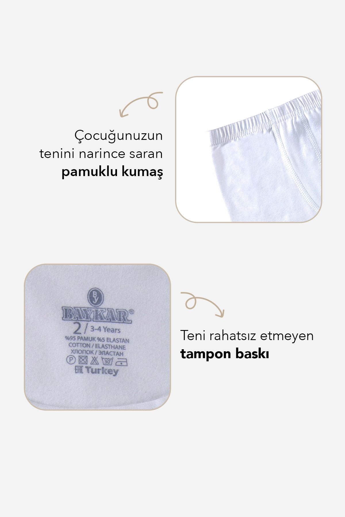 Erkek Çocuk Pamuklu Havlu Bel Düz Klasik Boxer 2'li Paket 3190 Beyaz