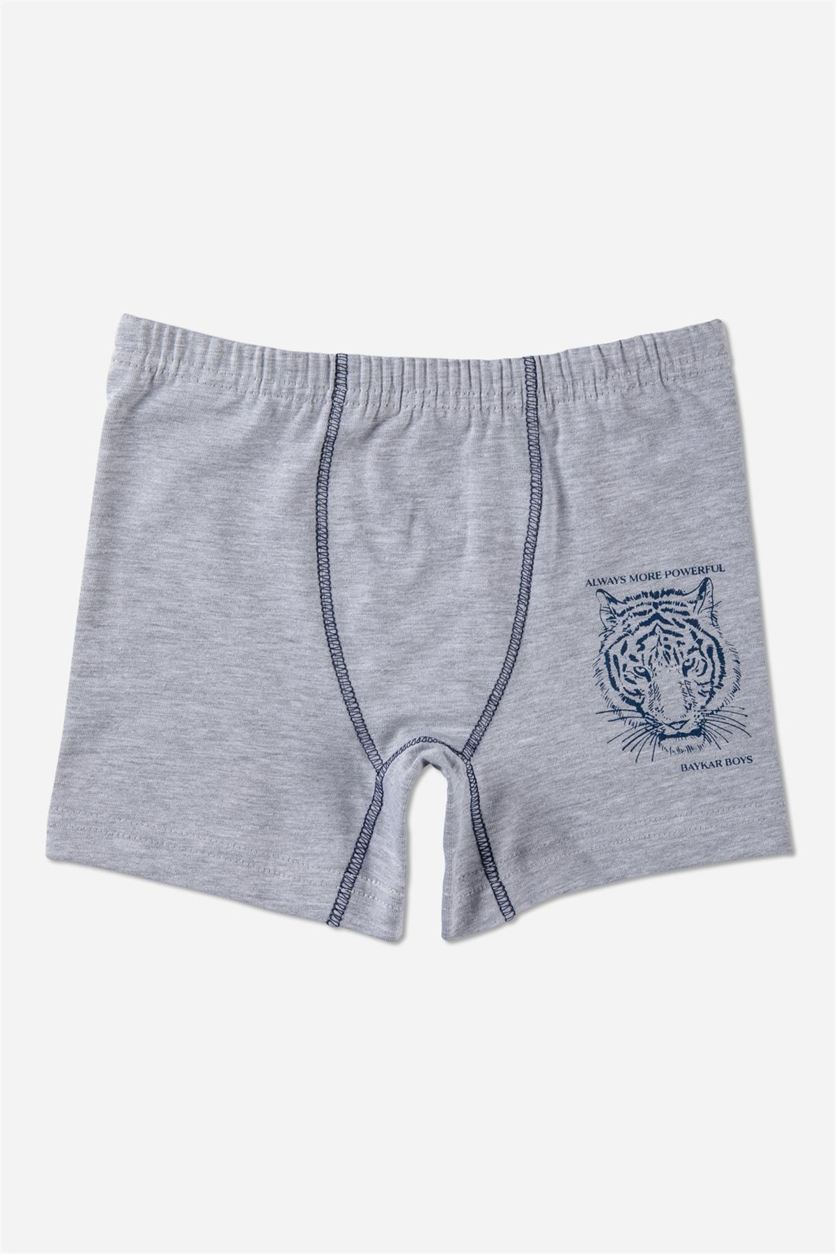 Erkek Çocuk Pamuklu Kaplan Desenli Rahat Kesim Boxer 3'lü Paket Mavi