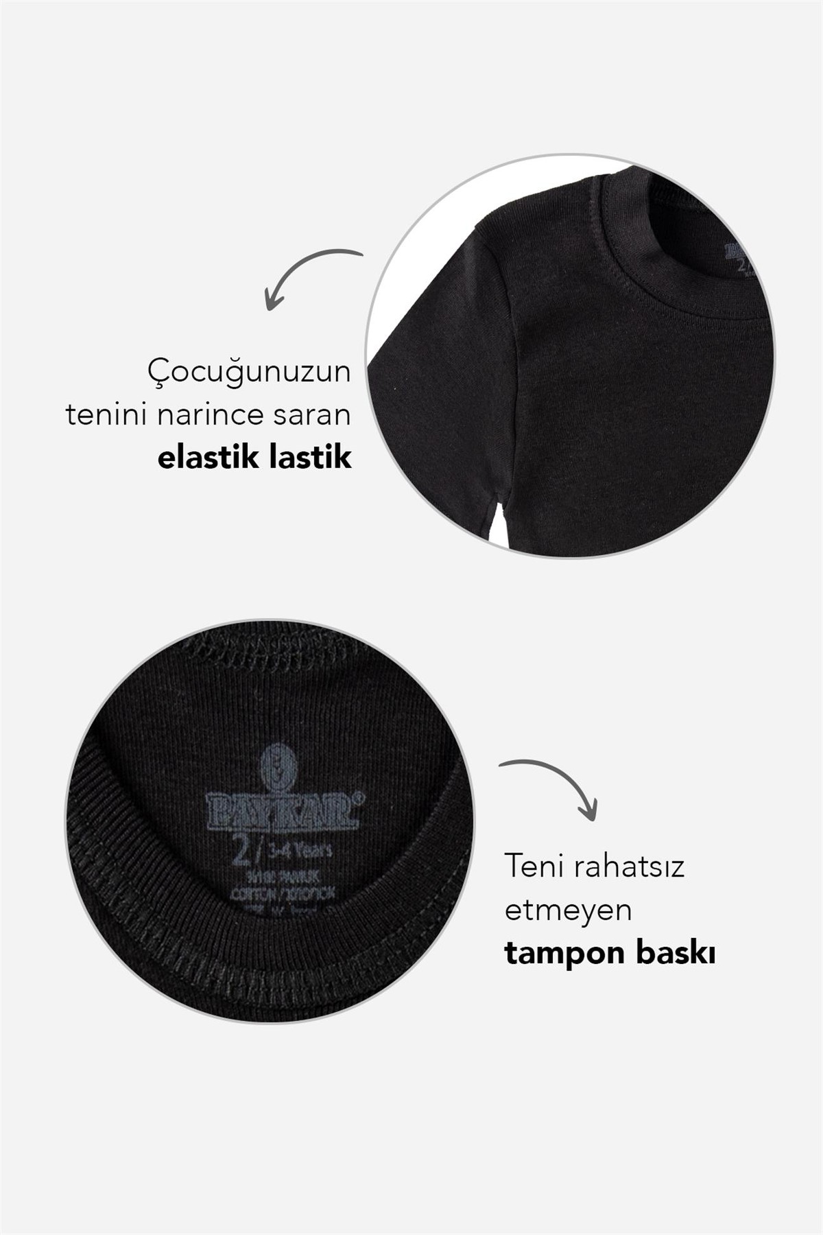 Erkek Çocuk Pamuklu Sıfır Yaka Fanila Tişört Siyah