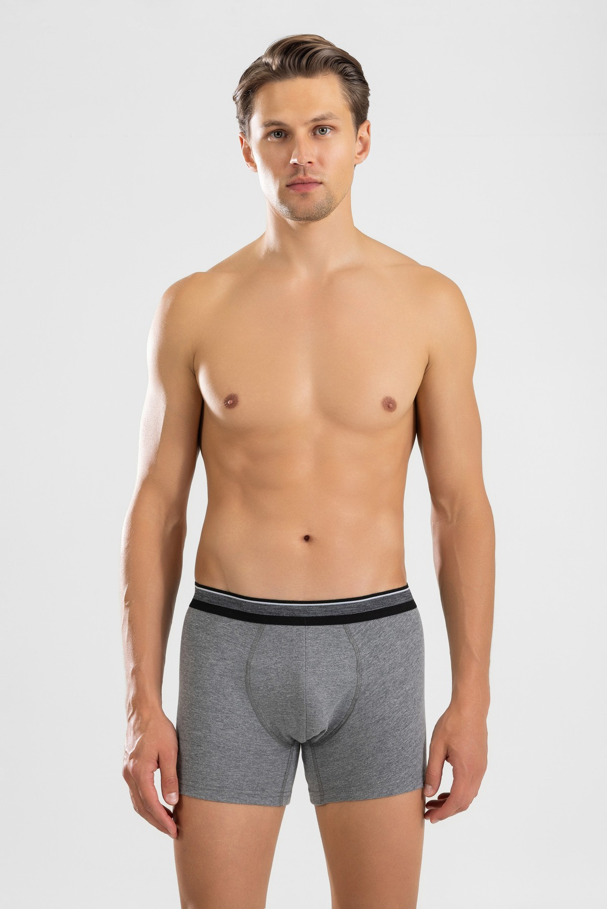 Erkek Compact Pamuklu Düz Boxer 1428 Gri
