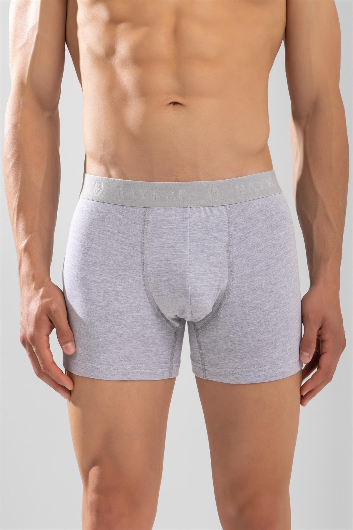 Erkek Compact Pamuklu Düz Boxer 3'lü Paket Gri Melanj