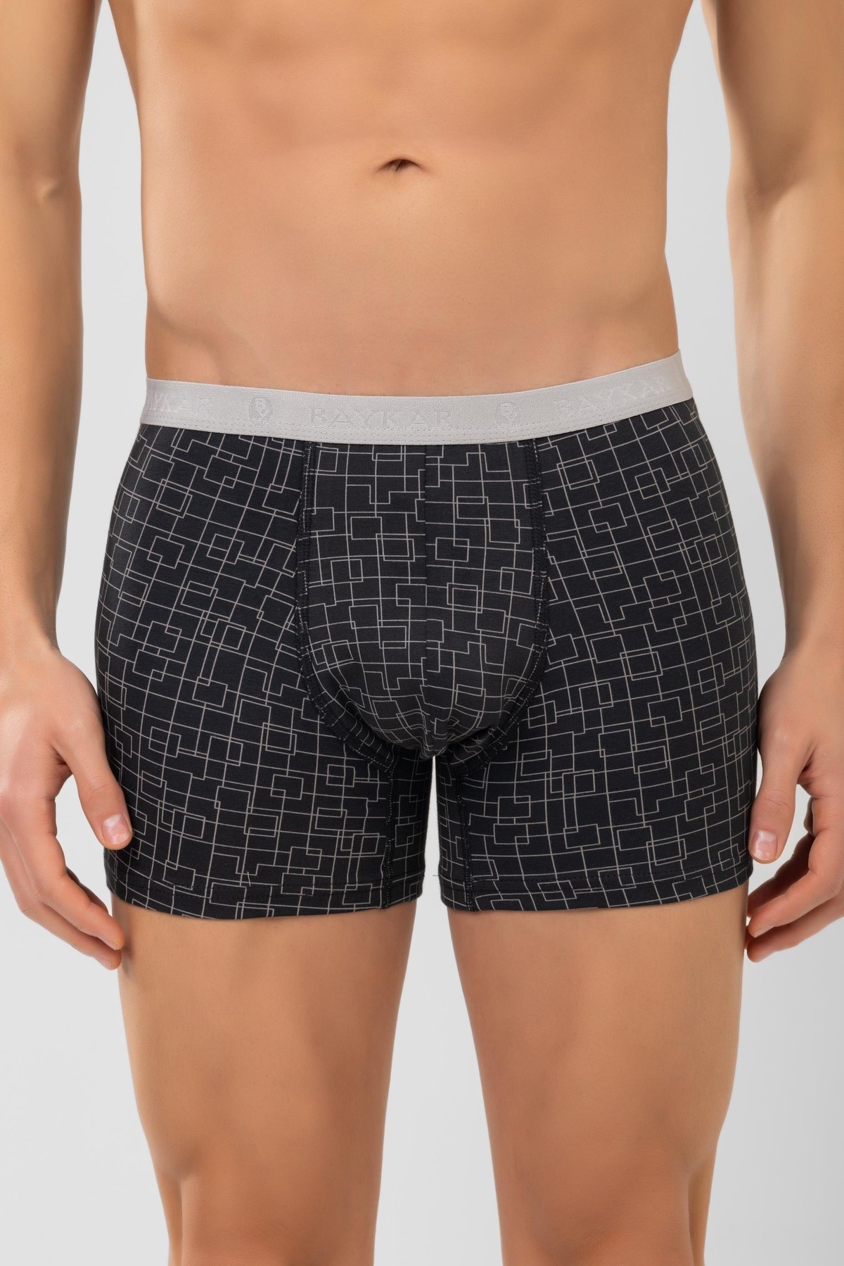Erkek Desenli Likralı Pamuklu Compact Boxer 1995 Siyah