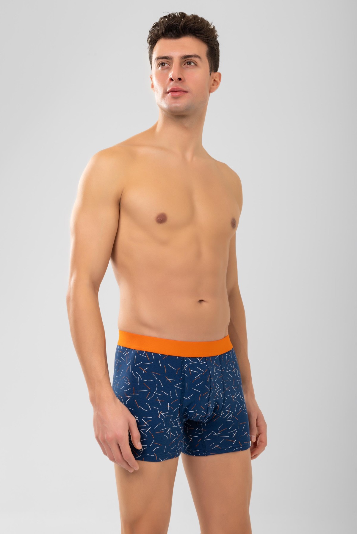 Erkek Desenli Likralı Pamuklu Compact Boxer 1995 Lacivert