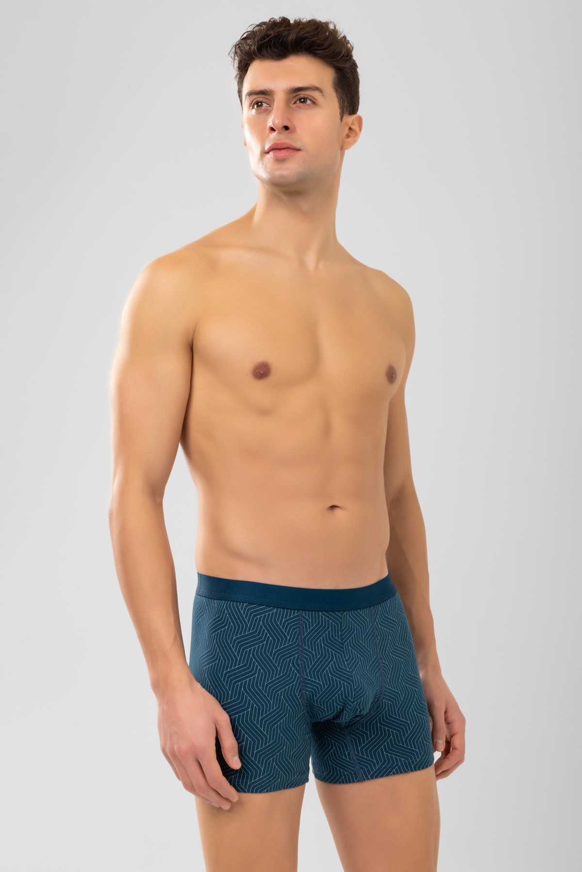 Erkek Desenli Likralı Pamuklu Compact Boxer 1995 Yeşil