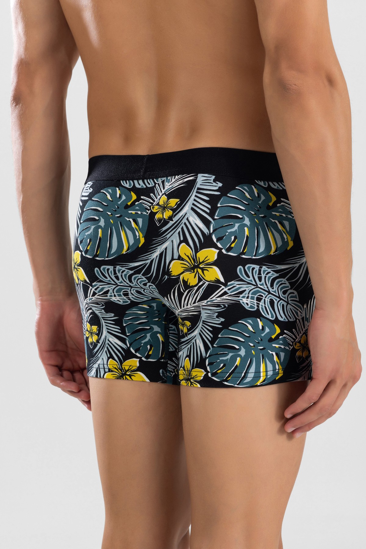 Erkek Desenli Likralı Pamuklu Desenli Boxer 1418 YAPRAK DESEN