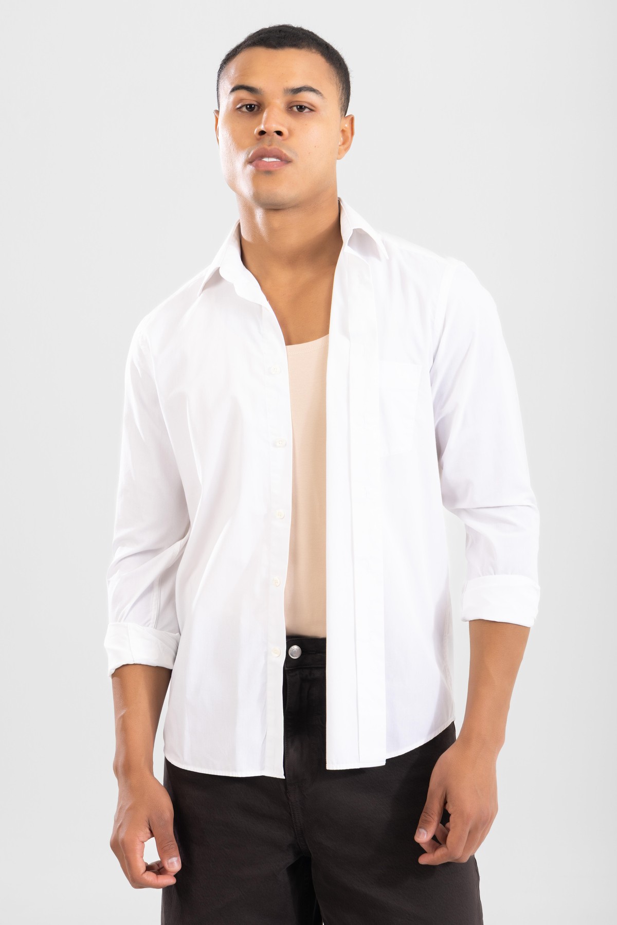 Erkek Gömlek Altı Slim Fit Pamuklu Görünmez Atlet Ten Rengi 3'lü Paket