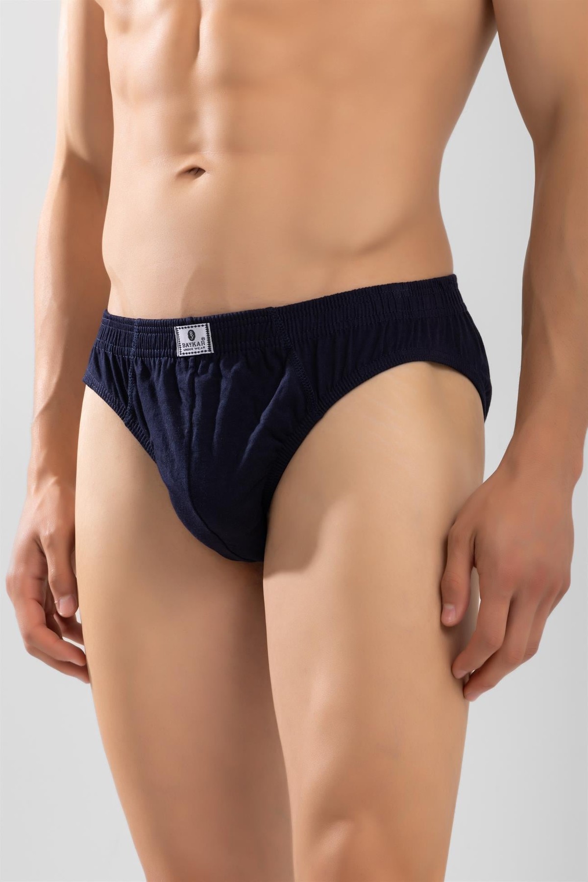 Erkek Pamuklu Beli Lastikli Düz Slip Külot 3'lü Paket Lacivert