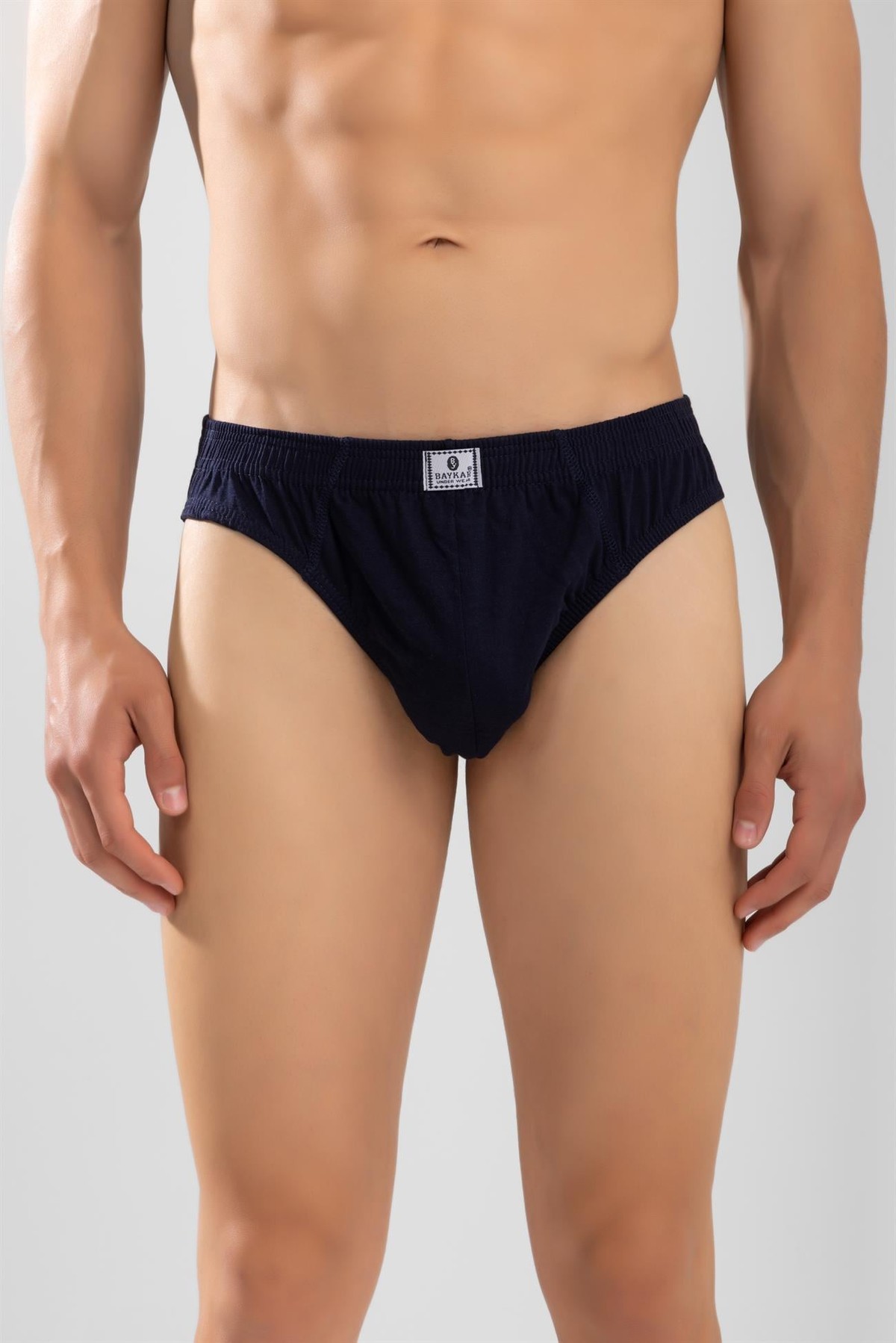Erkek Pamuklu Beli Lastikli Düz Slip Külot 3'lü Paket Lacivert
