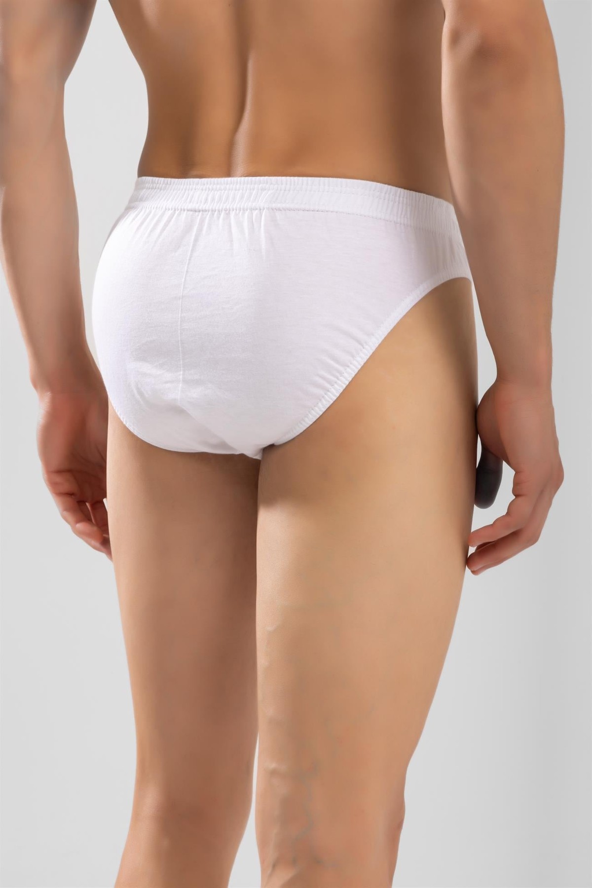 Erkek Pamuklu Beli Lastikli Düz Slip Külot Beyaz