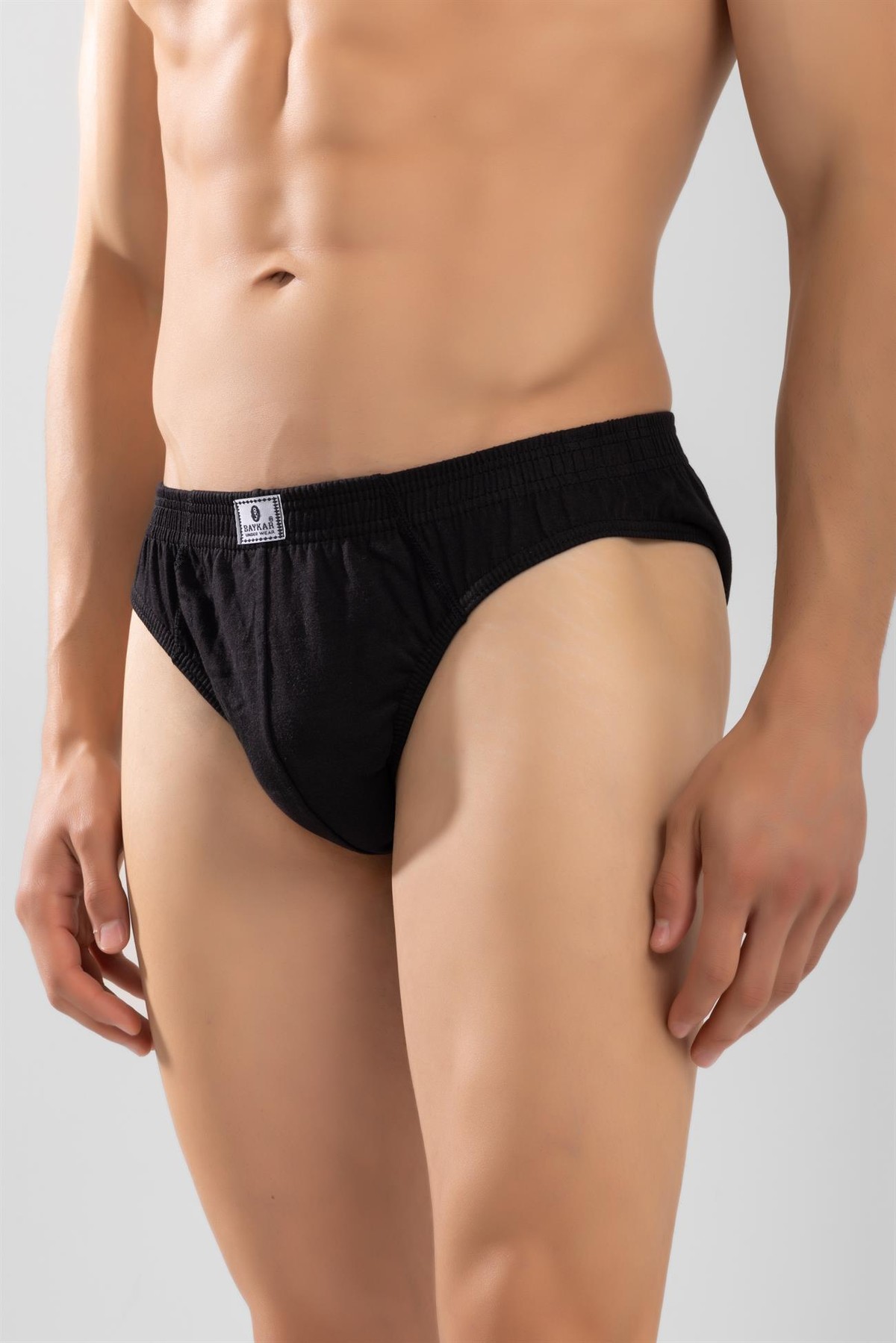 Erkek Pamuklu Beli Lastikli Düz Slip Külot Siyah