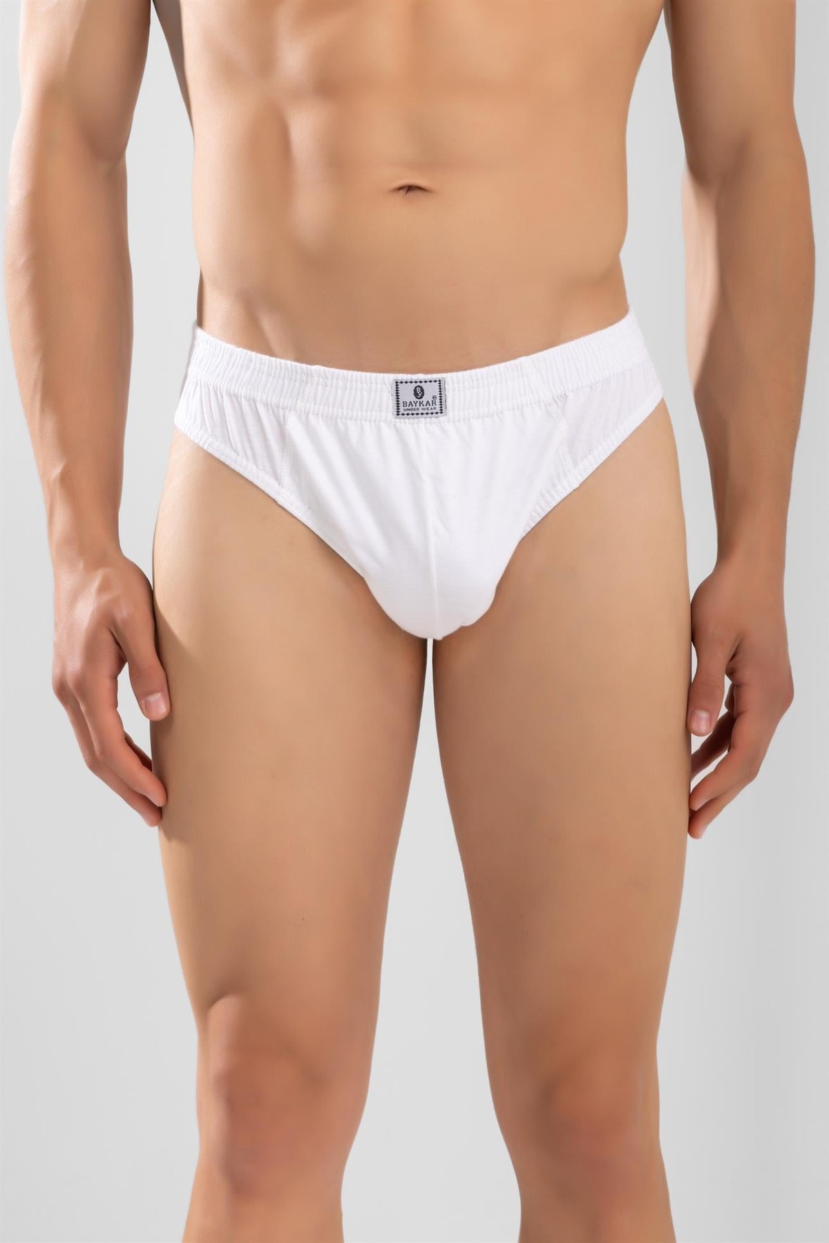 Erkek Pamuklu Beli Lastikli Düz Slip Külot 3'lü Paket Beyaz