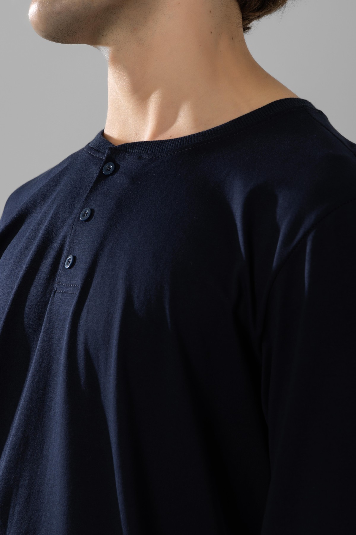 Erkek Pamuklu Bisiklet Yaka Baskılı Uzun Kollu Pijama Takımı 9803 Lacivert