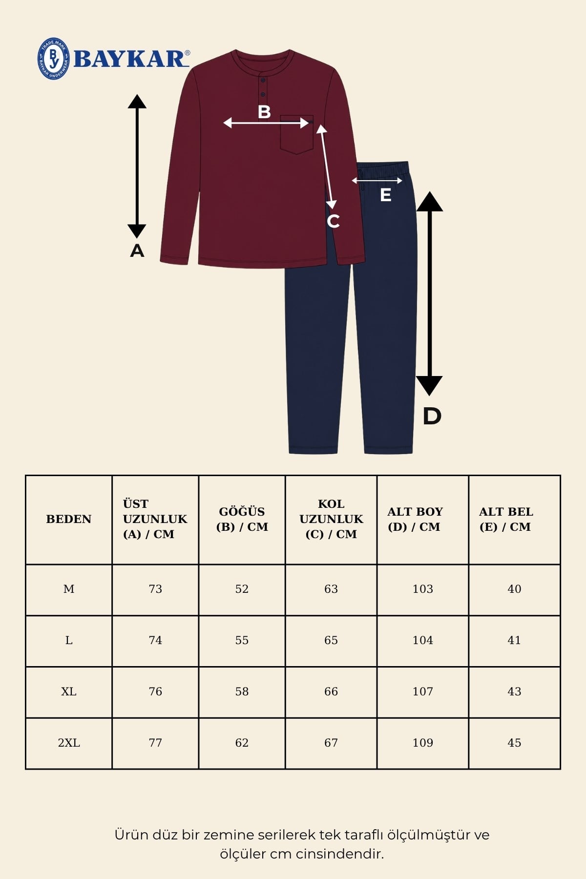 Erkek Pamuklu Bisiklet Yaka Uzun Kollu Pijama Takımı 9809 BORDO