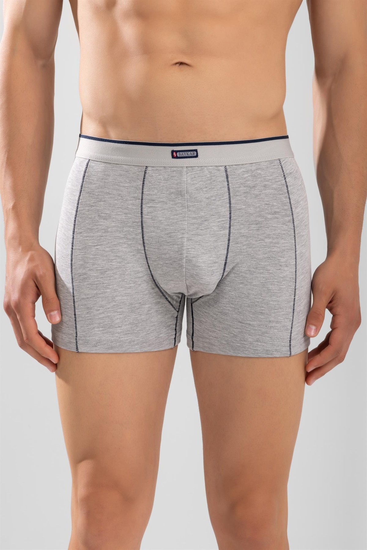 Erkek Pamuklu Compact Likralı Boxer3'lü Paket Gri Melanj