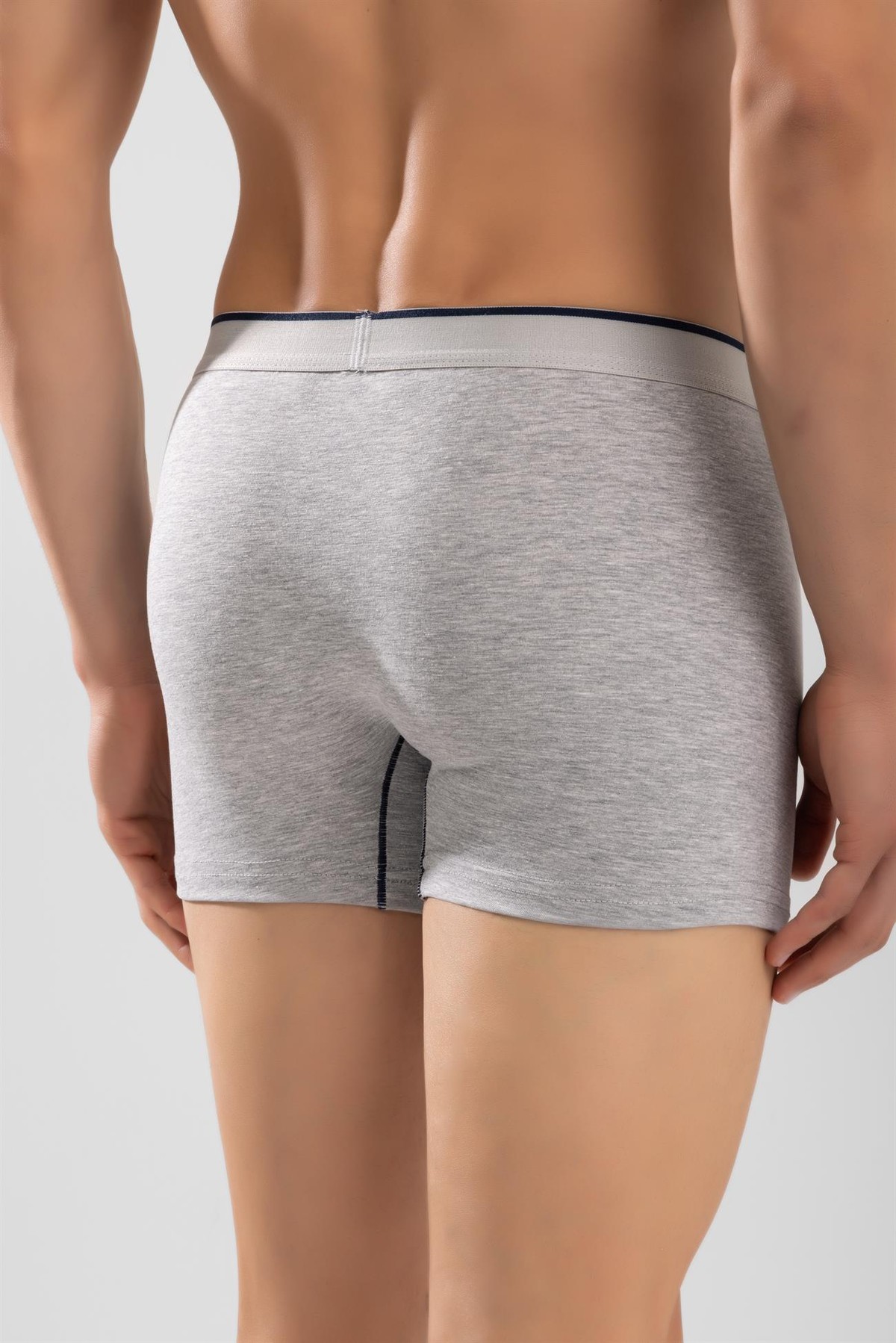 Erkek Pamuklu Compact Likralı Boxer3'lü Paket Gri Melanj