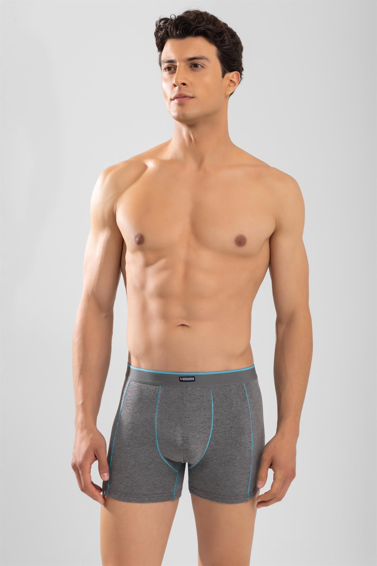 Erkek Pamuklu Compact Likralı Boxer3'lü Paket Füme