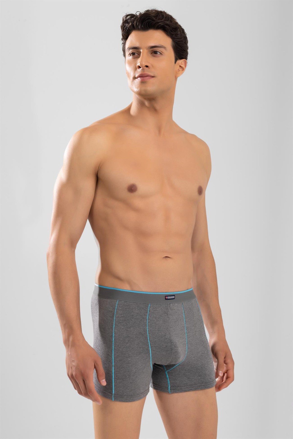 Erkek Pamuklu Compact Likralı Boxer3'lü Paket Füme