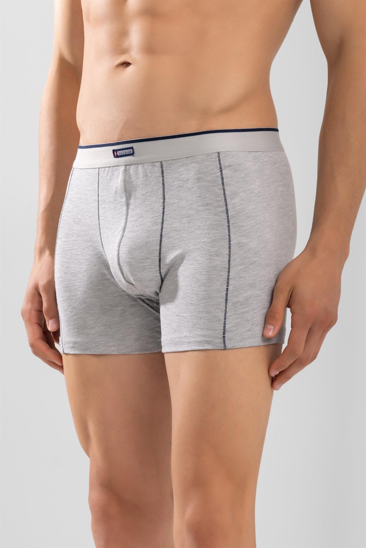 Erkek Pamuklu Compact Likralı Boxer3'lü Paket Gri Melanj