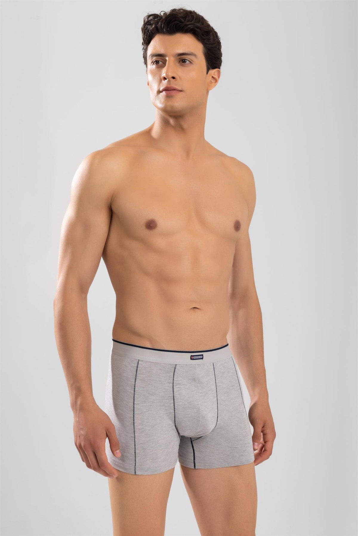 Erkek Pamuklu Compact Likralı Boxer3'lü Paket Gri Melanj
