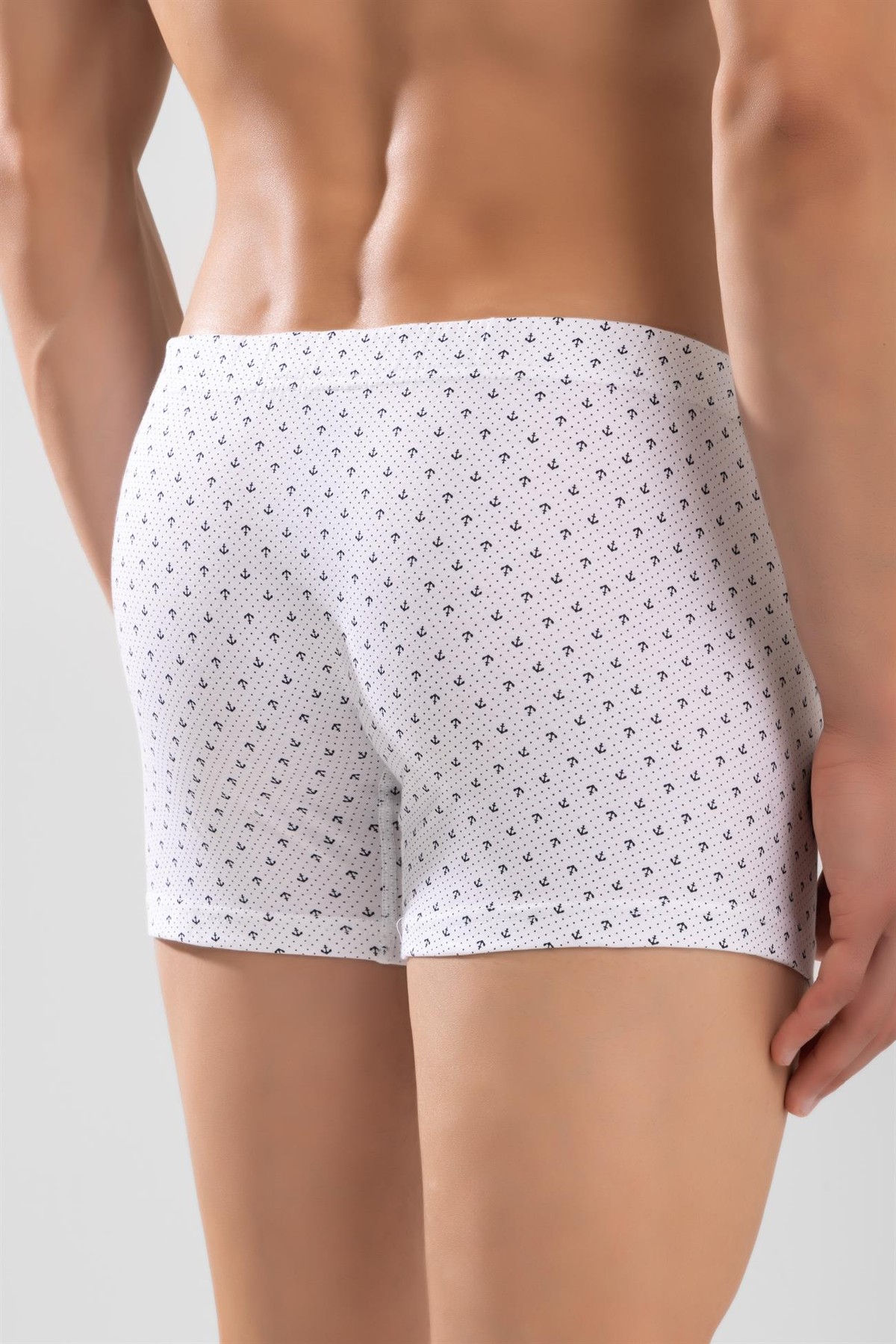 Erkek Pamuklu Compact Likralı Desenli Boxer3'lü Paket Beyaz