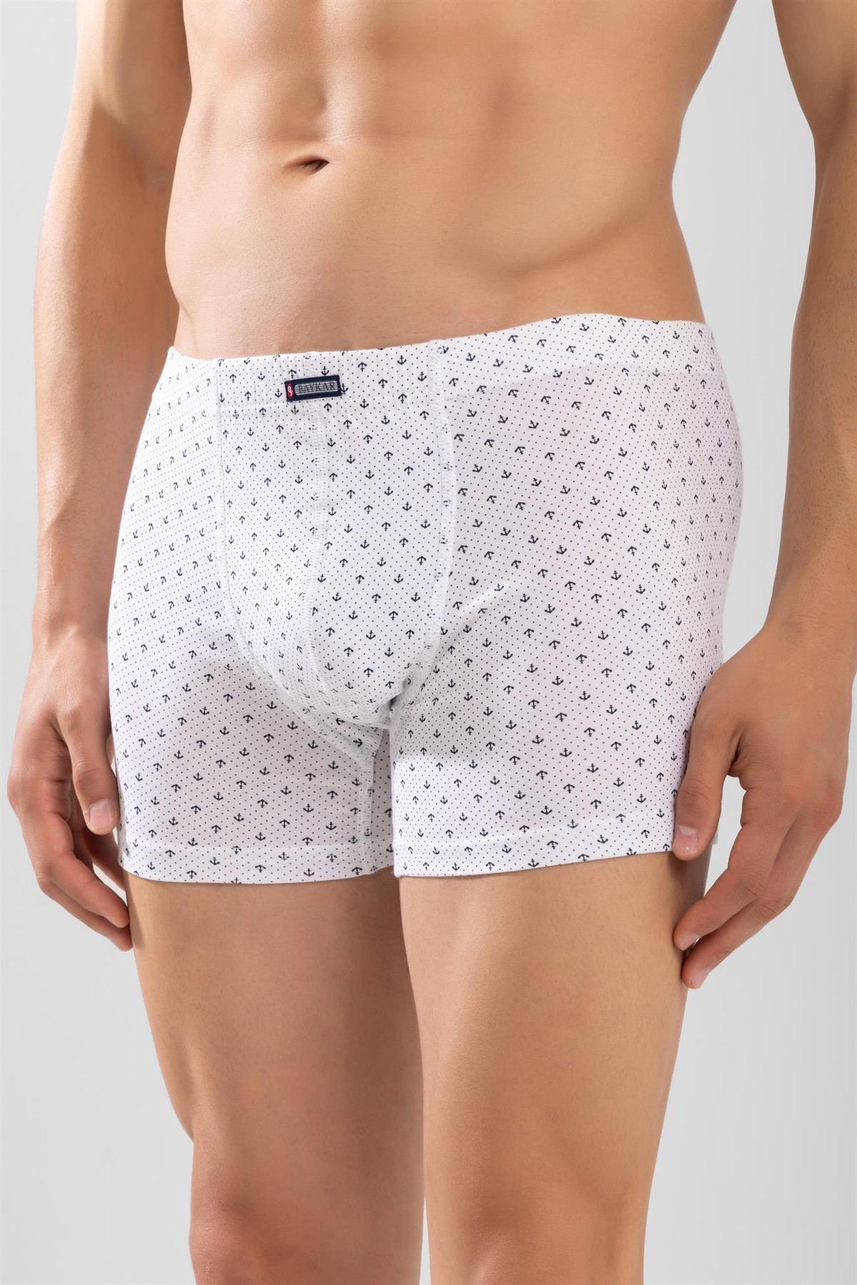 Erkek Pamuklu Compact Likralı Desenli Boxer3'lü Paket Beyaz
