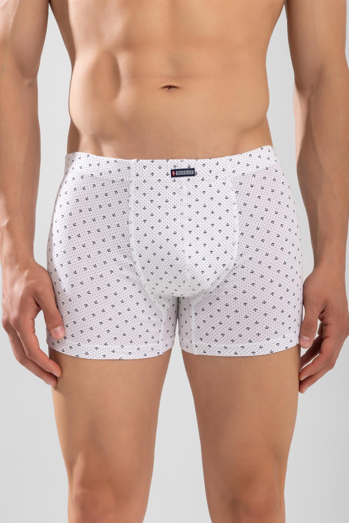 Erkek Pamuklu Compact Likralı Desenli Boxer3'lü Paket Beyaz
