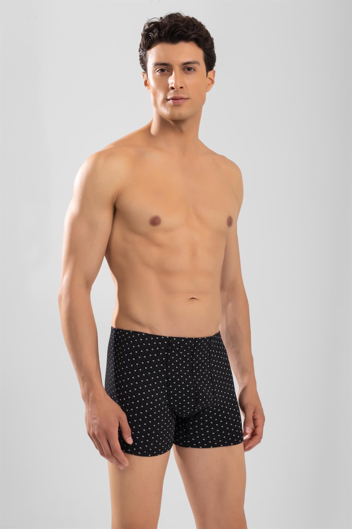 Erkek Pamuklu Compact Likralı Desenli Boxer3'lü Paket Siyah