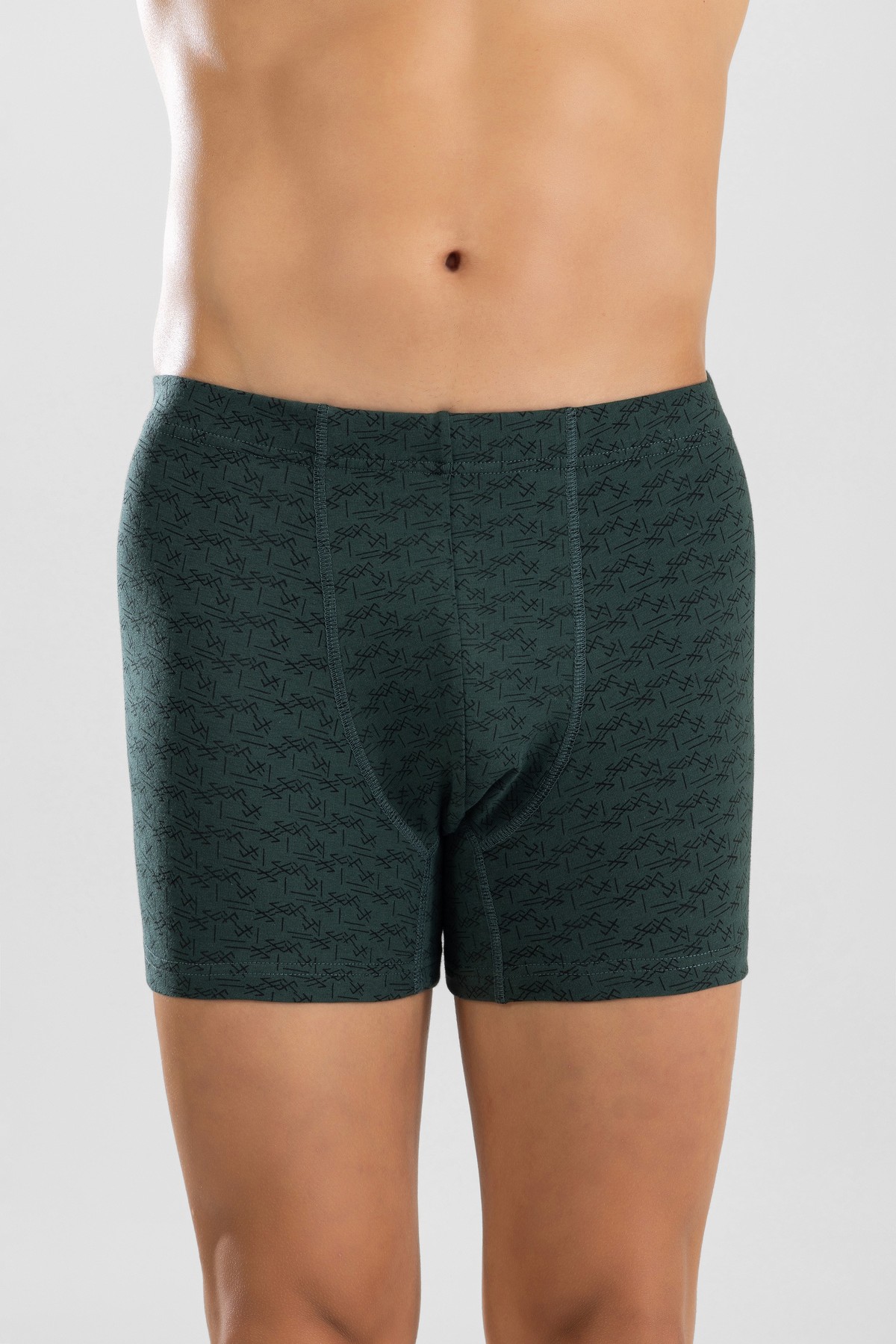 Erkek Pamuklu Compact Likralı Desenli Boxer 1448 Yeşil