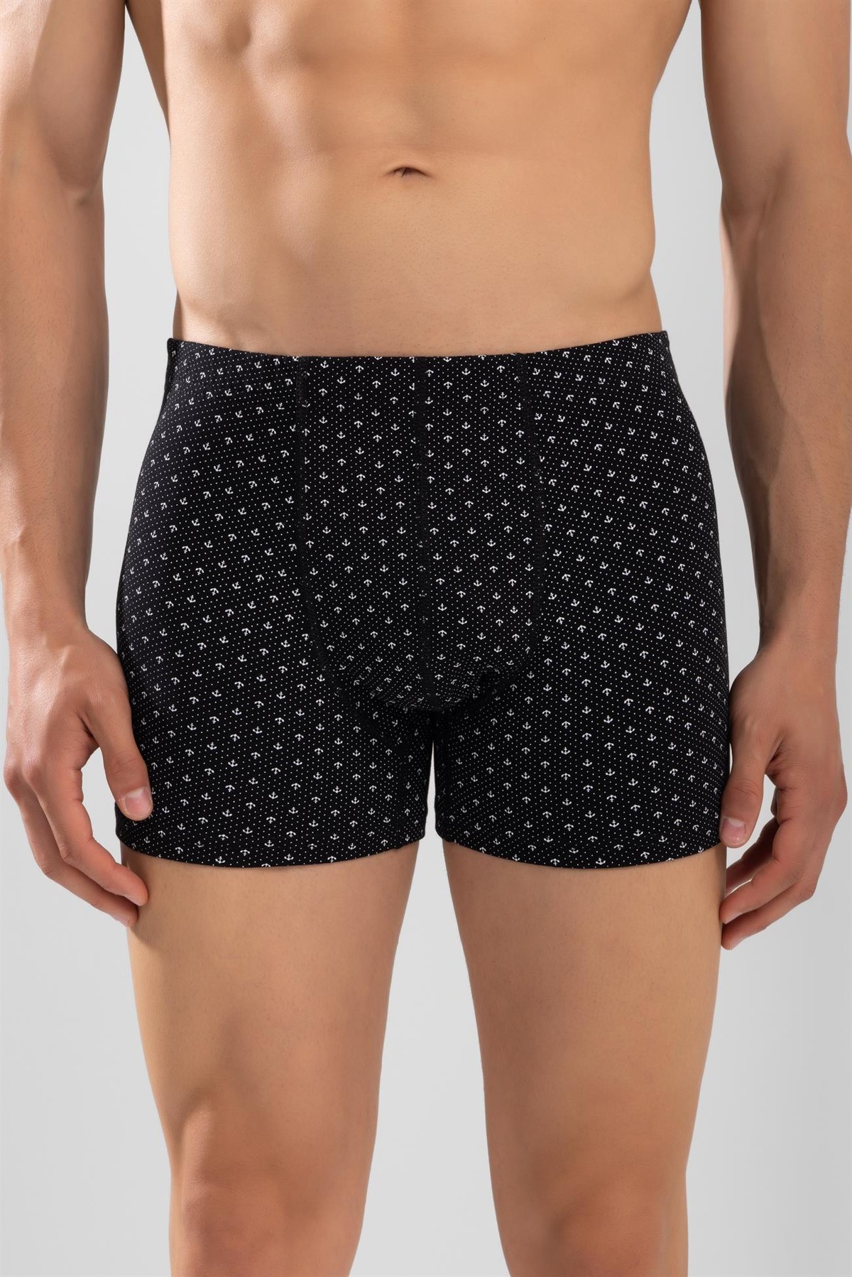 Erkek Pamuklu Compact Likralı Desenli Boxer3'lü Paket Siyah