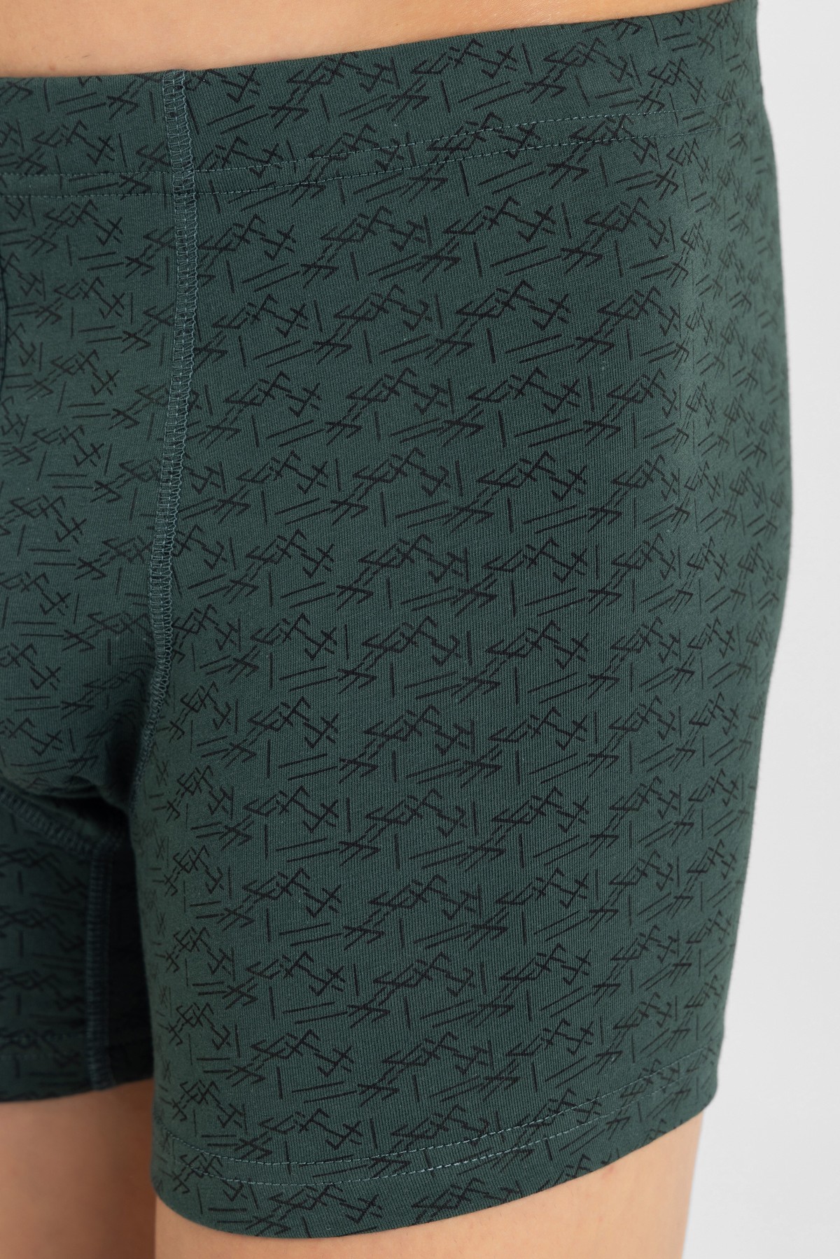 Erkek Pamuklu Compact Likralı Desenli Boxer 1448 Yeşil
