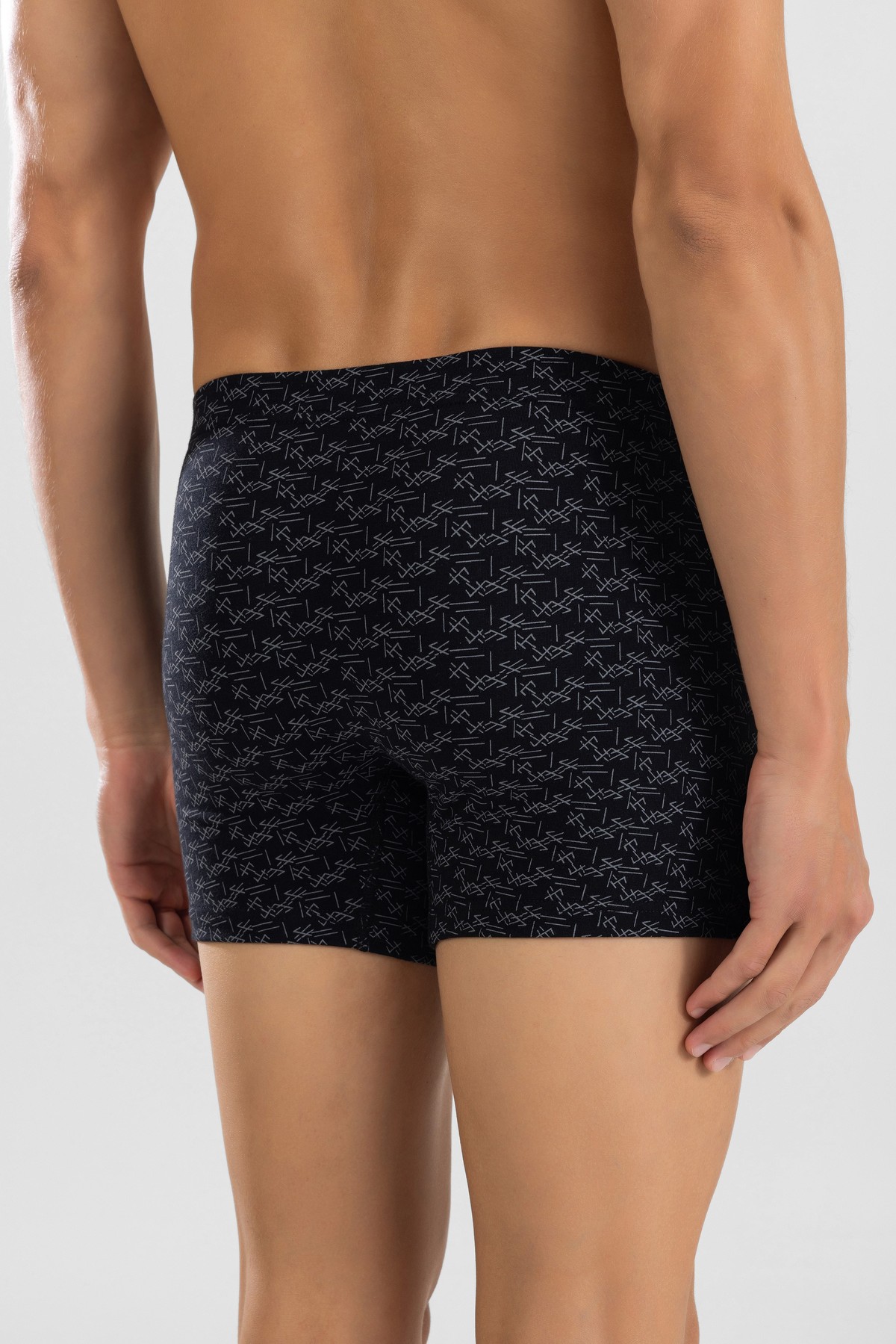 Erkek Pamuklu Compact Likralı Desenli Boxer 1448 Siyah