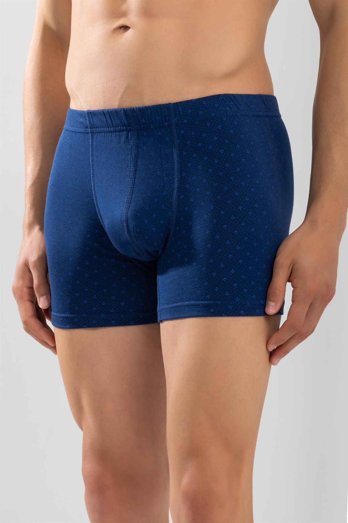 Erkek Pamuklu Compact Likralı Desenli Boxer3'lü Paket Lacivert