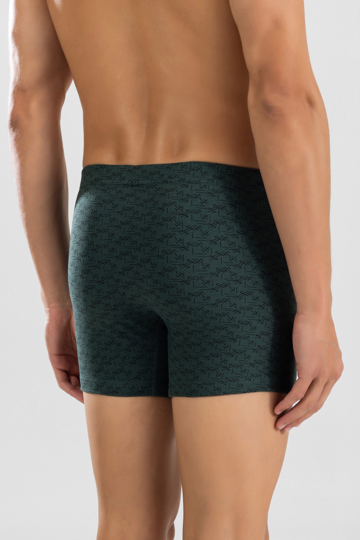 Erkek Pamuklu Compact Likralı Desenli Boxer 1448 Yeşil