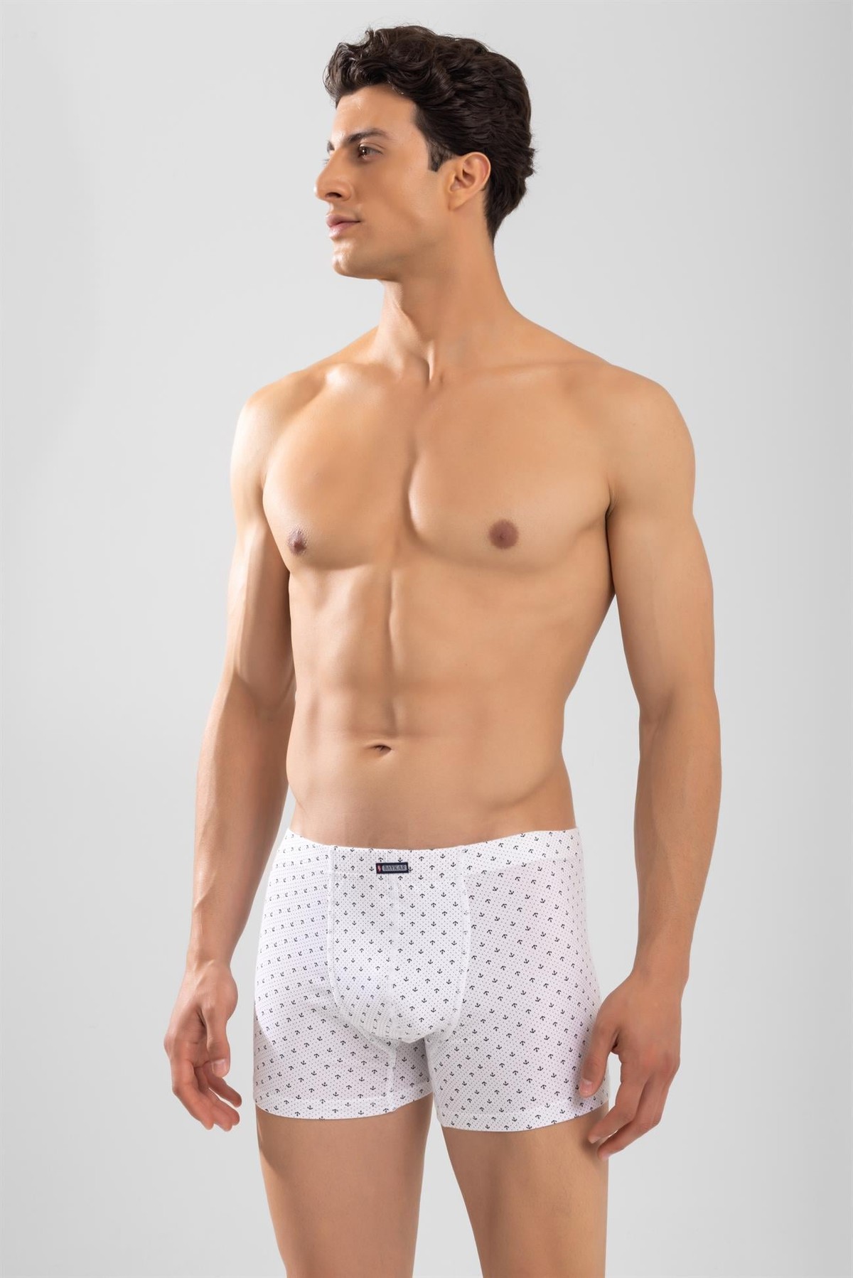Erkek Pamuklu Compact Likralı Desenli Boxer3'lü Paket Beyaz