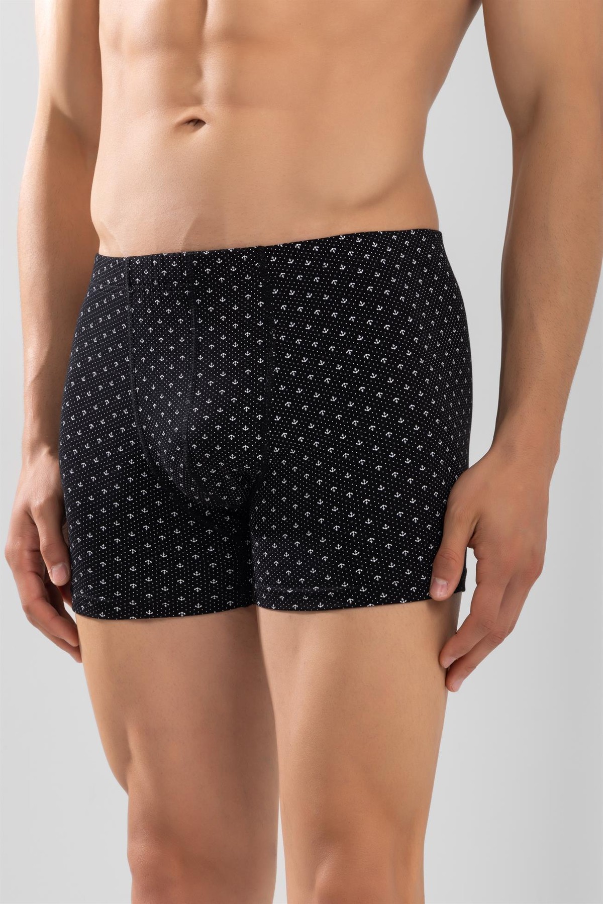 Erkek Pamuklu Compact Likralı Desenli Boxer3'lü Paket Siyah