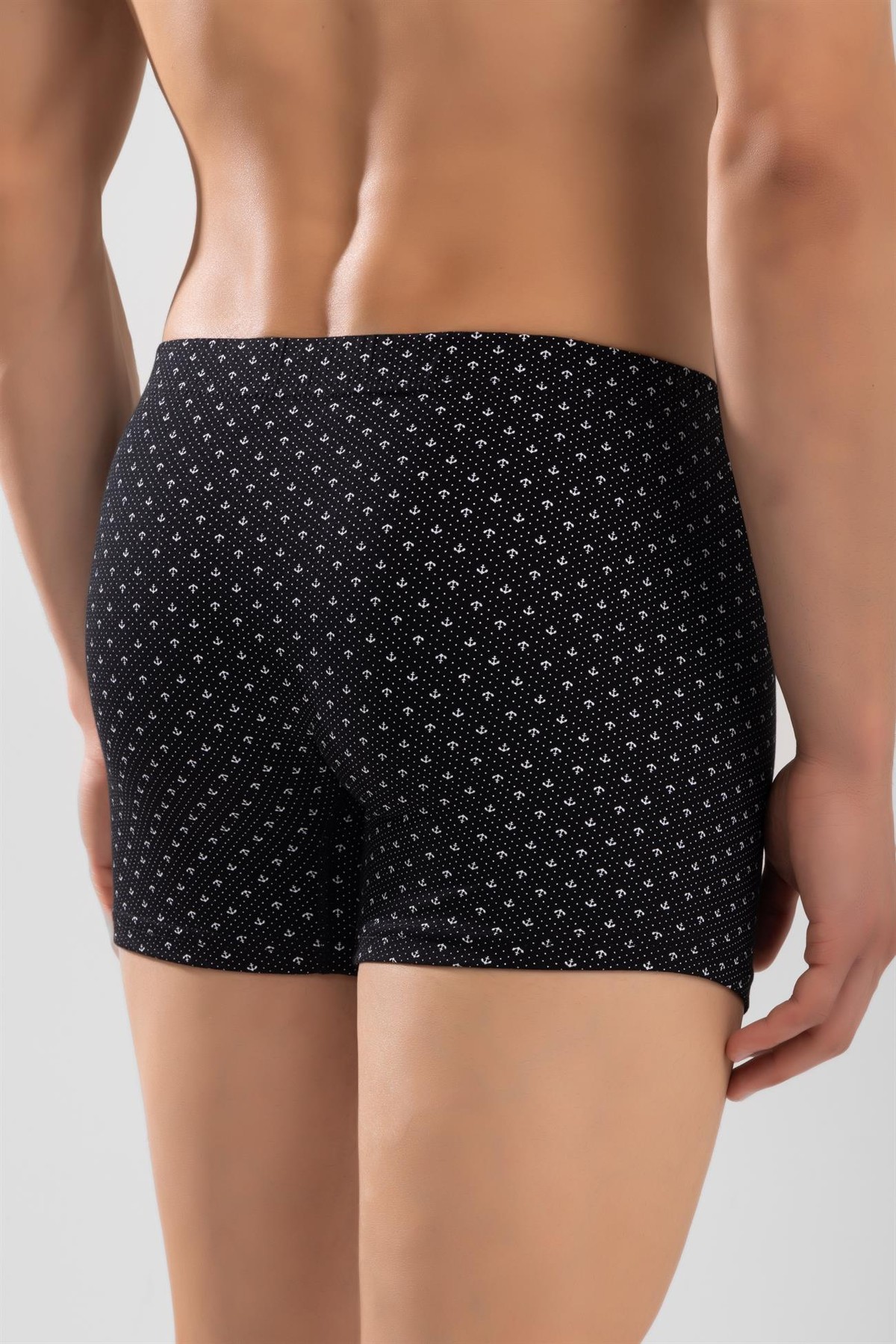 Erkek Pamuklu Compact Likralı Desenli Boxer3'lü Paket Siyah