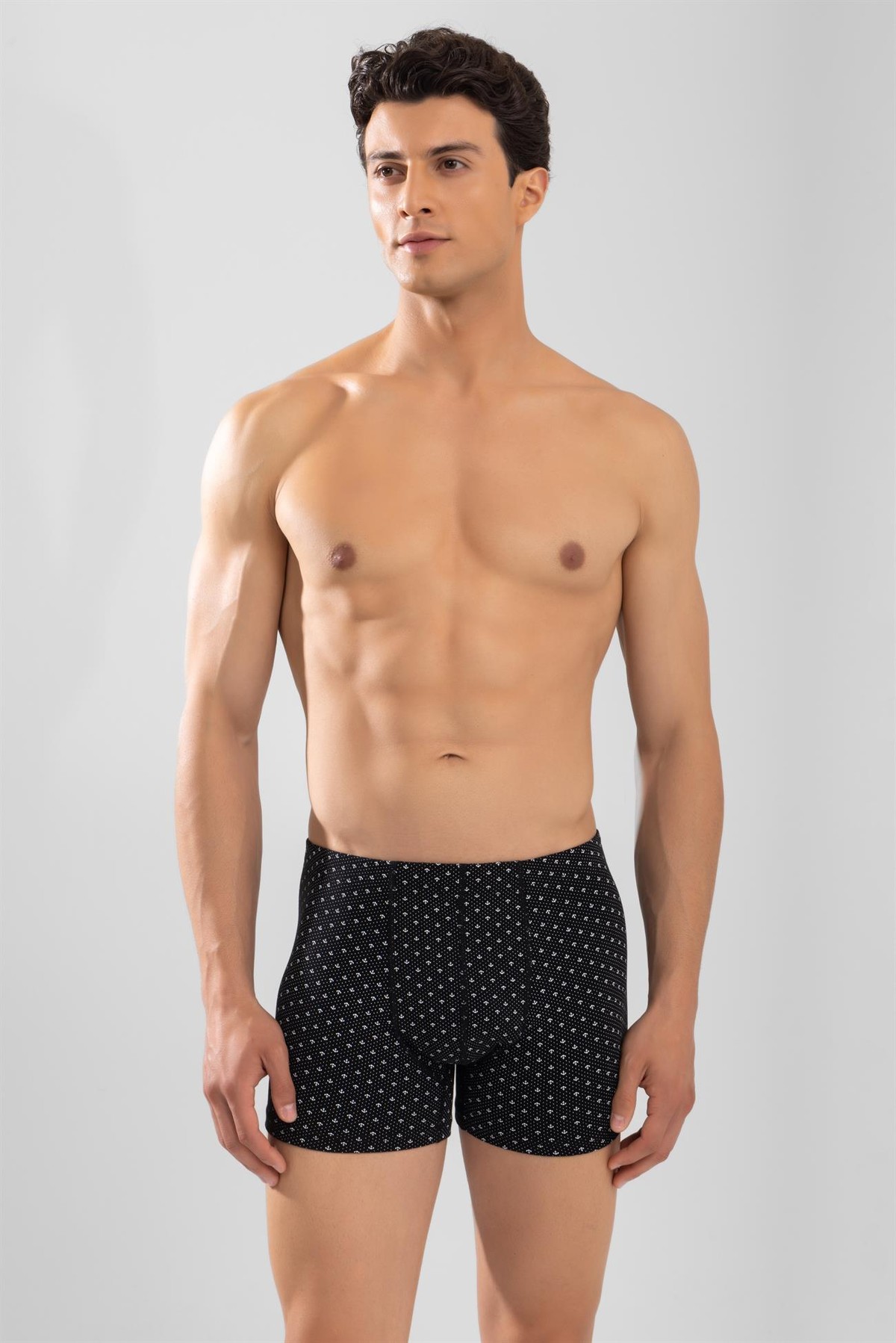 Erkek Pamuklu Compact Likralı Desenli Boxer3'lü Paket Siyah