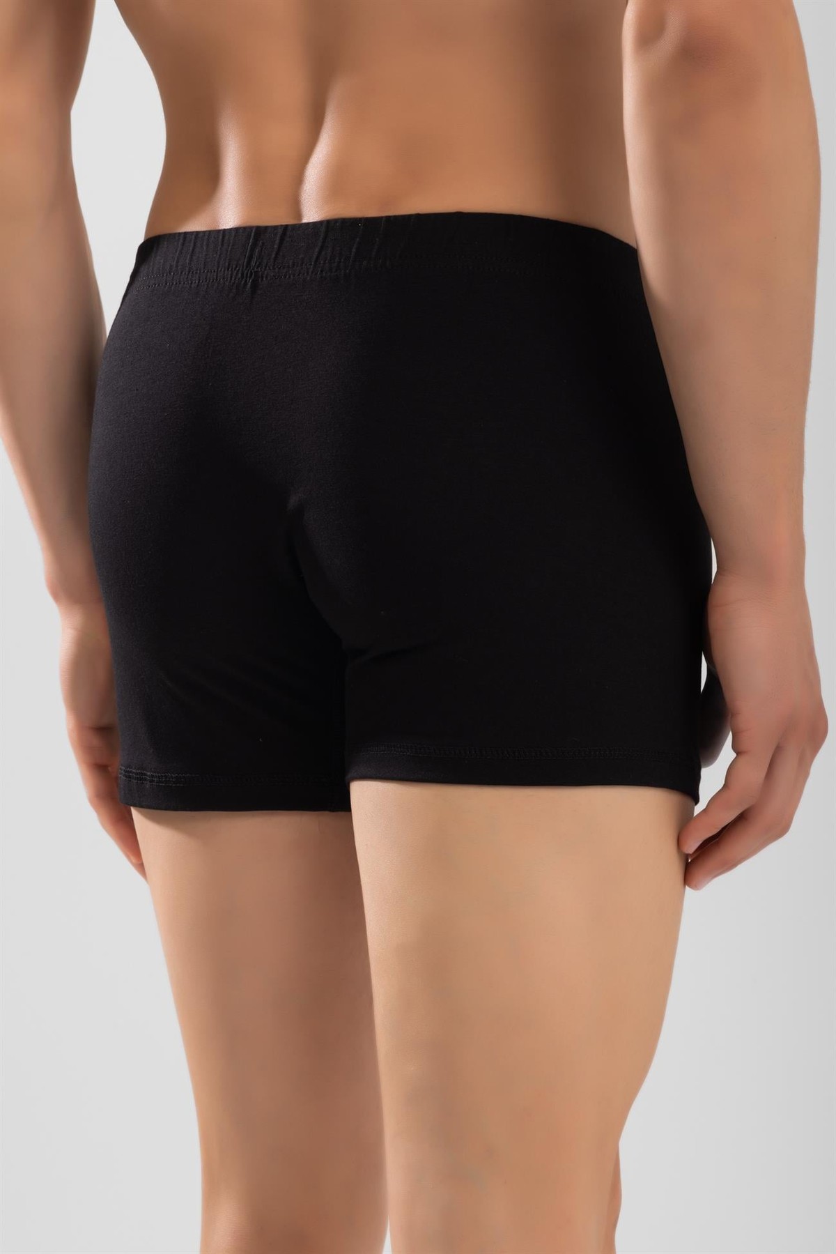 Erkek Pamuklu Düz Compact Likralı Önden Düğmeli Boxer Siyah