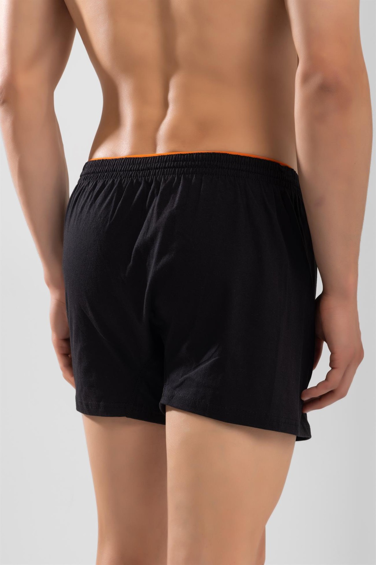 Erkek Pamuklu Havlu Bel Rahat Kesim Düğmeli Boxer Siyah