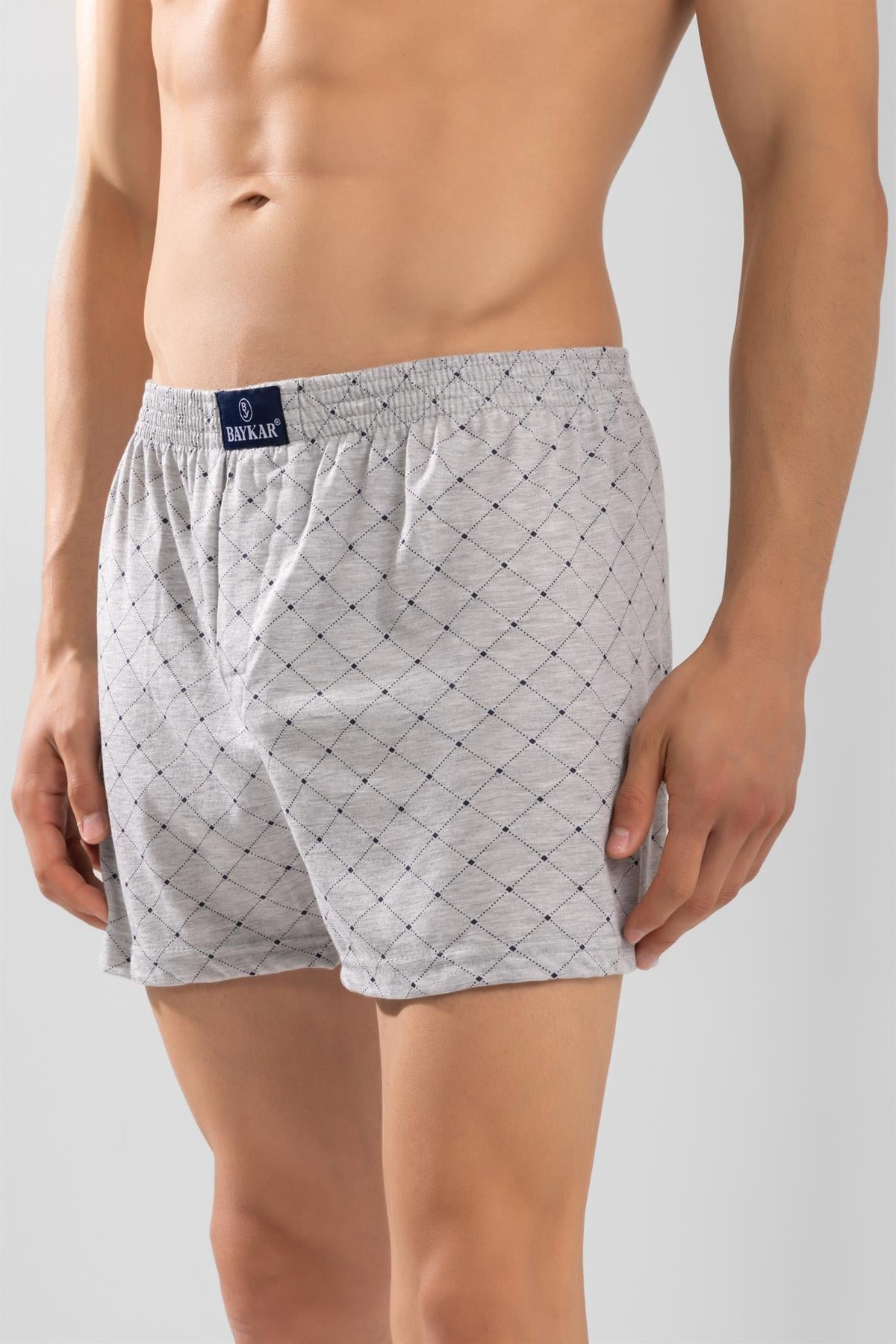 Erkek Pamuklu Klasik Rahat Kesim Desenli Boxer 5'li Paket Boyalı Gri