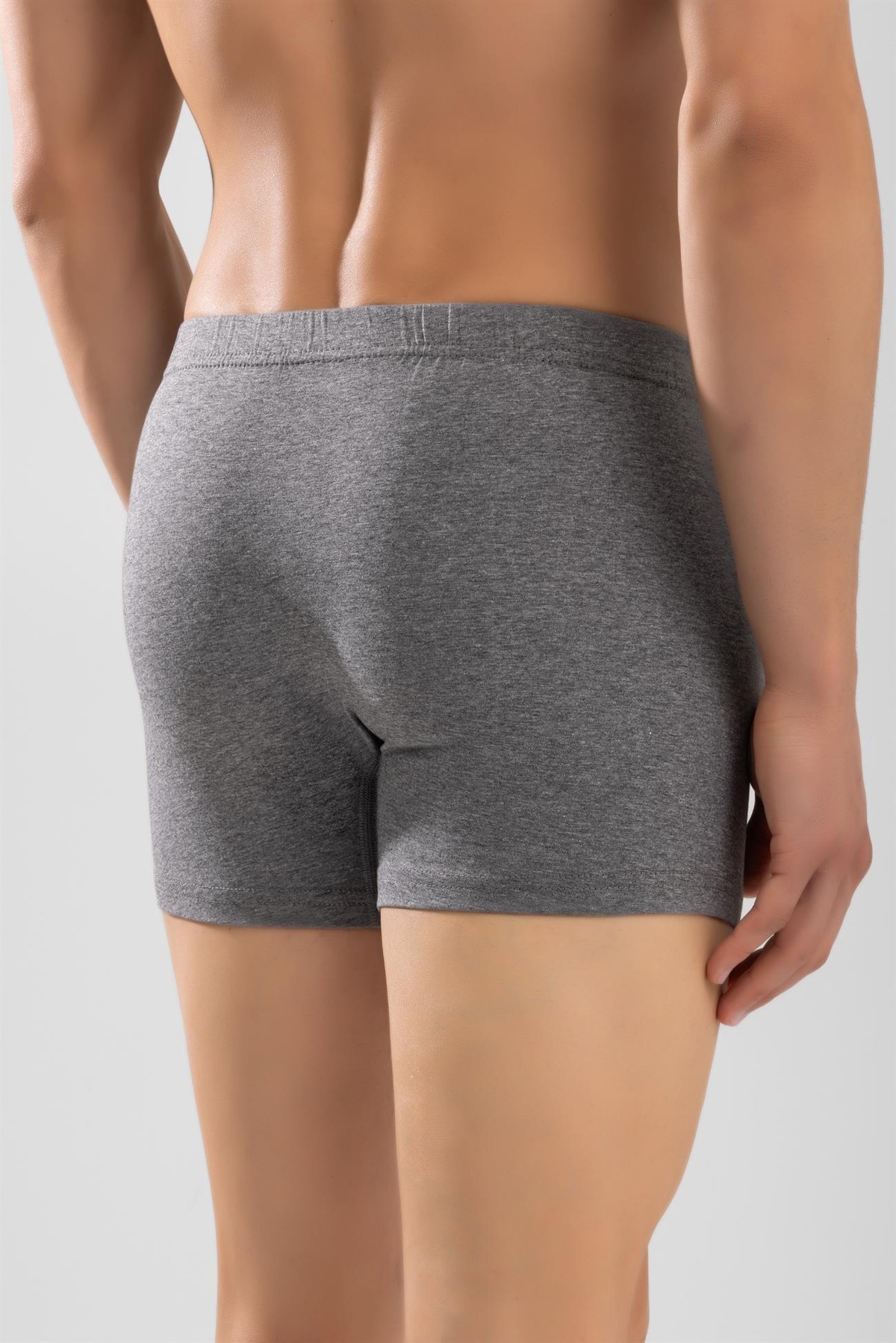 Erkek Pamuklu Likralı Düz Boxer3'lü Paket Boyalı Gri