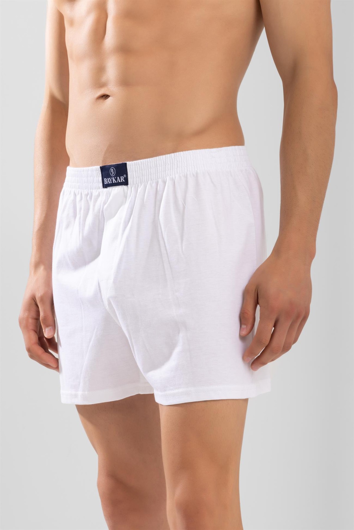 Erkek Pamuklu Rahat Kesim Havlu Bel Boxer Beyaz